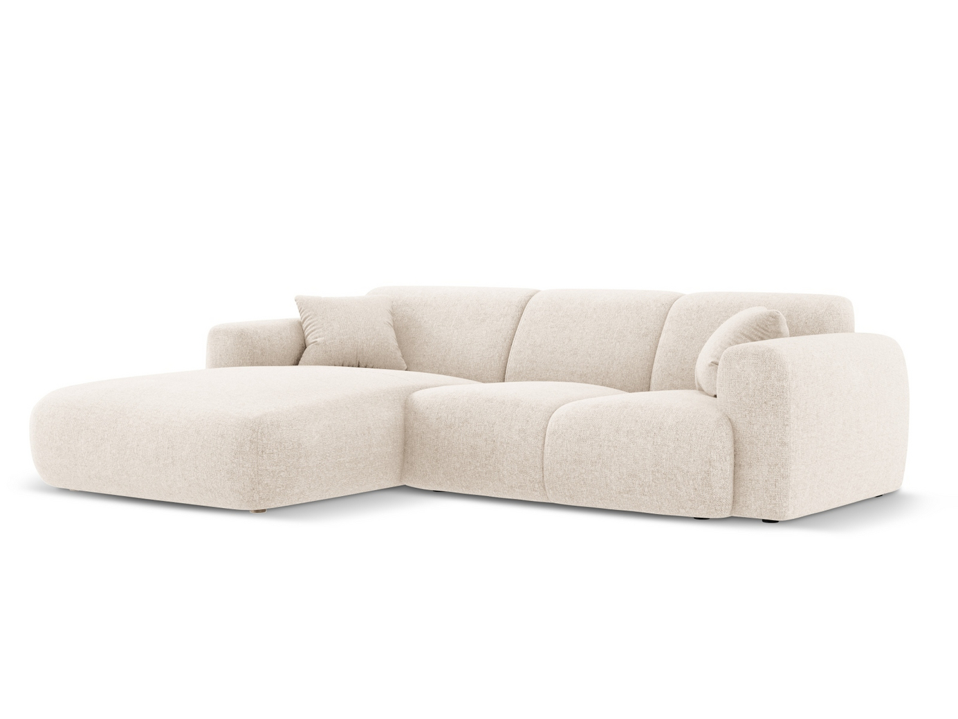 Cosmopolitan Design venstrevendt hjørnesofa, "Nolio", 4-seter, 260 × 170 × 72 cm, Haga, svarte plastben