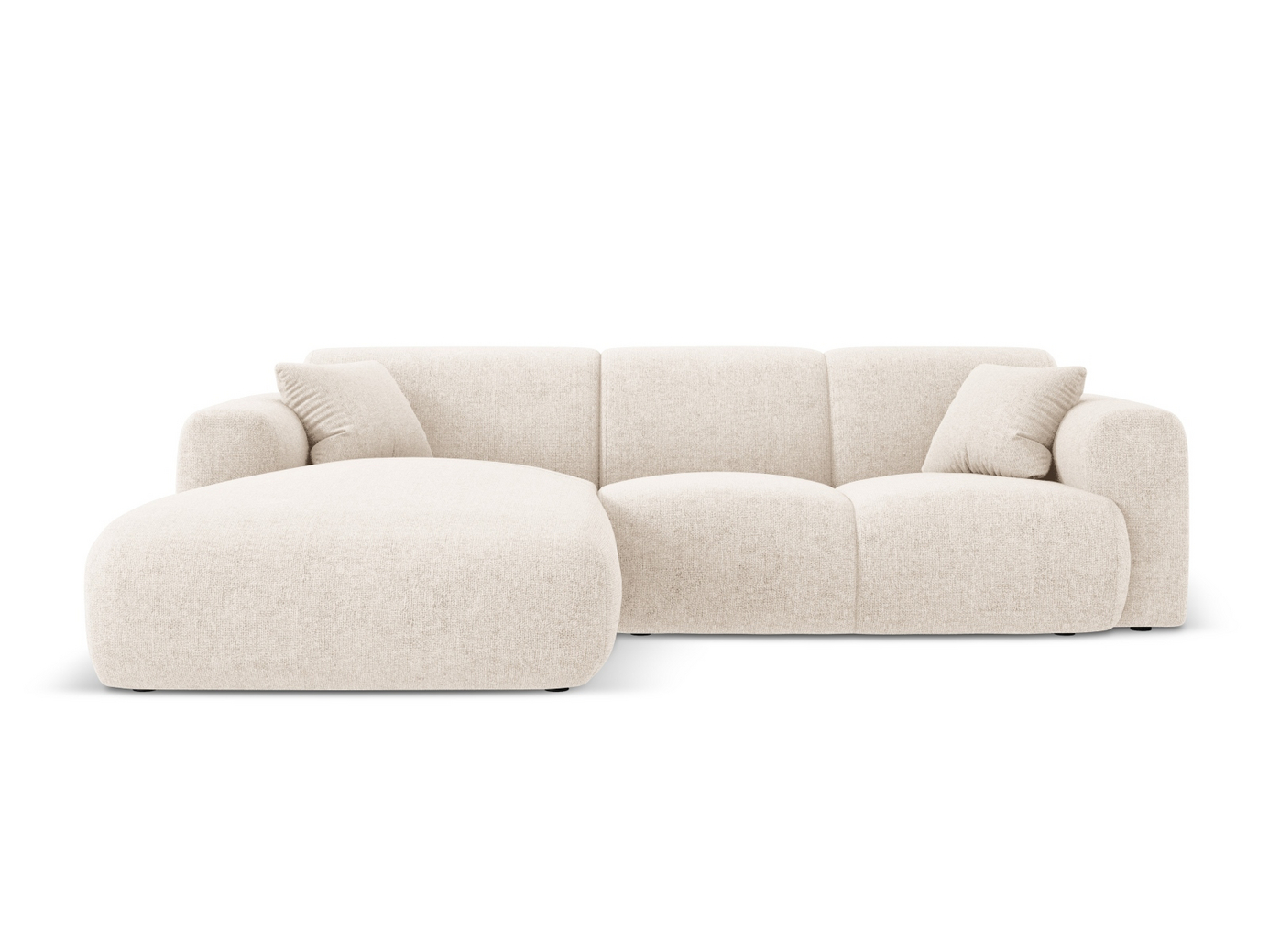 Cosmopolitan Design venstrevendt hjørnesofa, "Nolio", 4-seter, 260 × 170 × 72 cm, Haga, svarte plastben