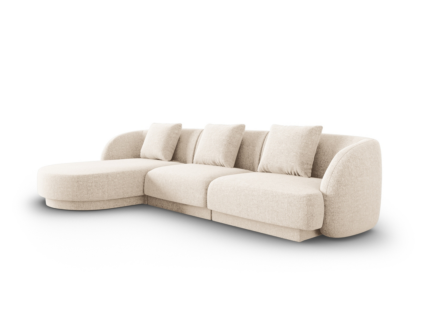 Cosmopolitan Design venstrevendt hjørnesofa, "Tulum", 4-seter, 255 × 156 × 70 cm, Haga, svarte plastben