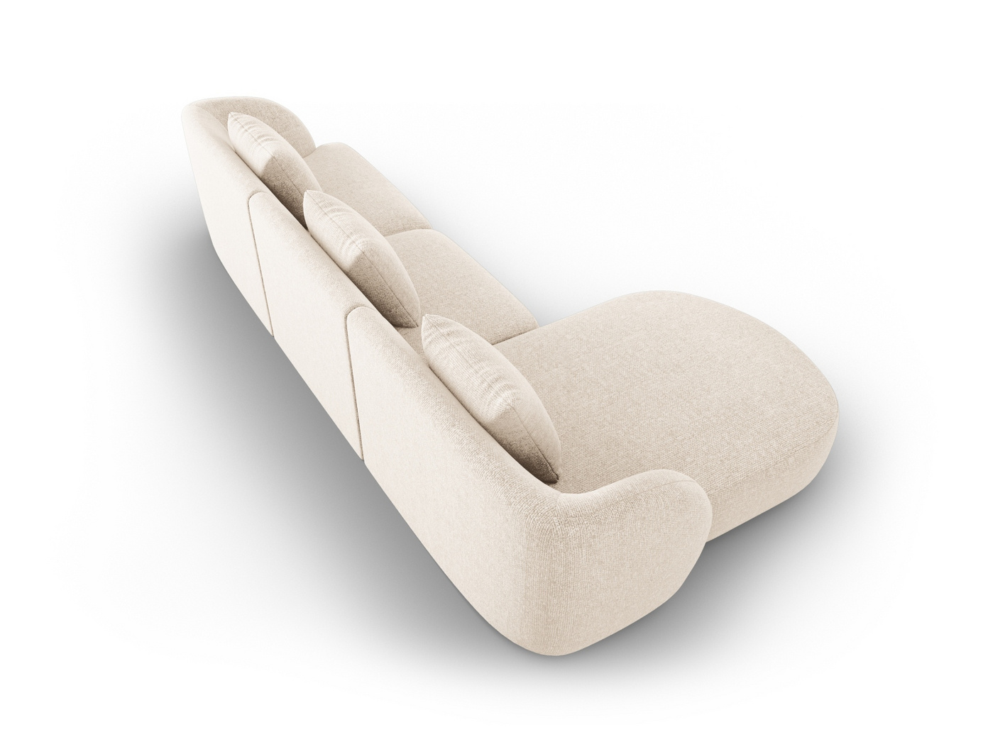Cosmopolitan Design venstrevendt hjørnesofa, "Tulum", 4-seter, 255 × 156 × 70 cm, Haga, svarte plastben