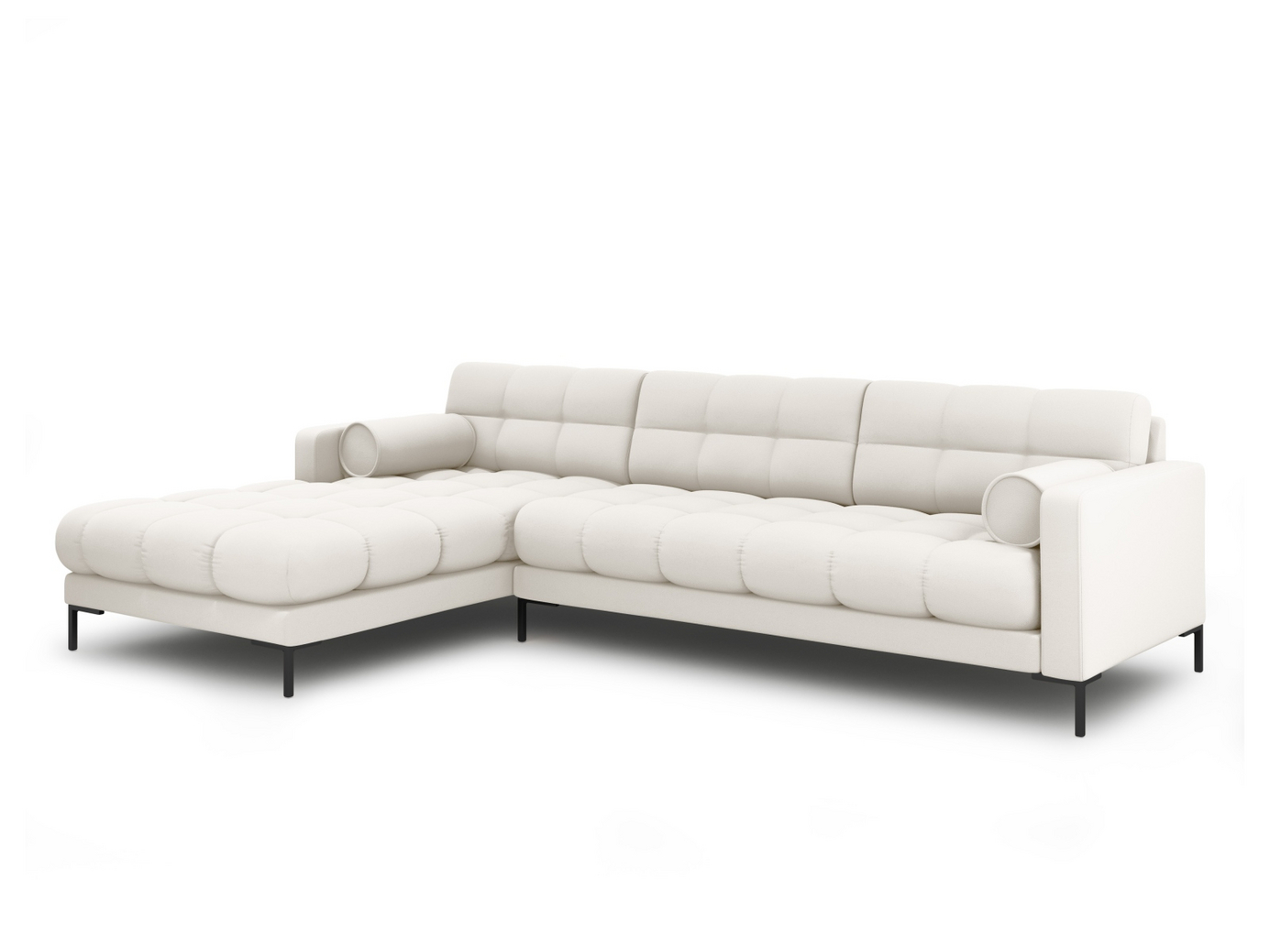 Cosmopolitan Design venstrevendt hjørnesofa, "Bali", 5-seter, 293 × 185 × 75 cm, Neve, svarte metallben