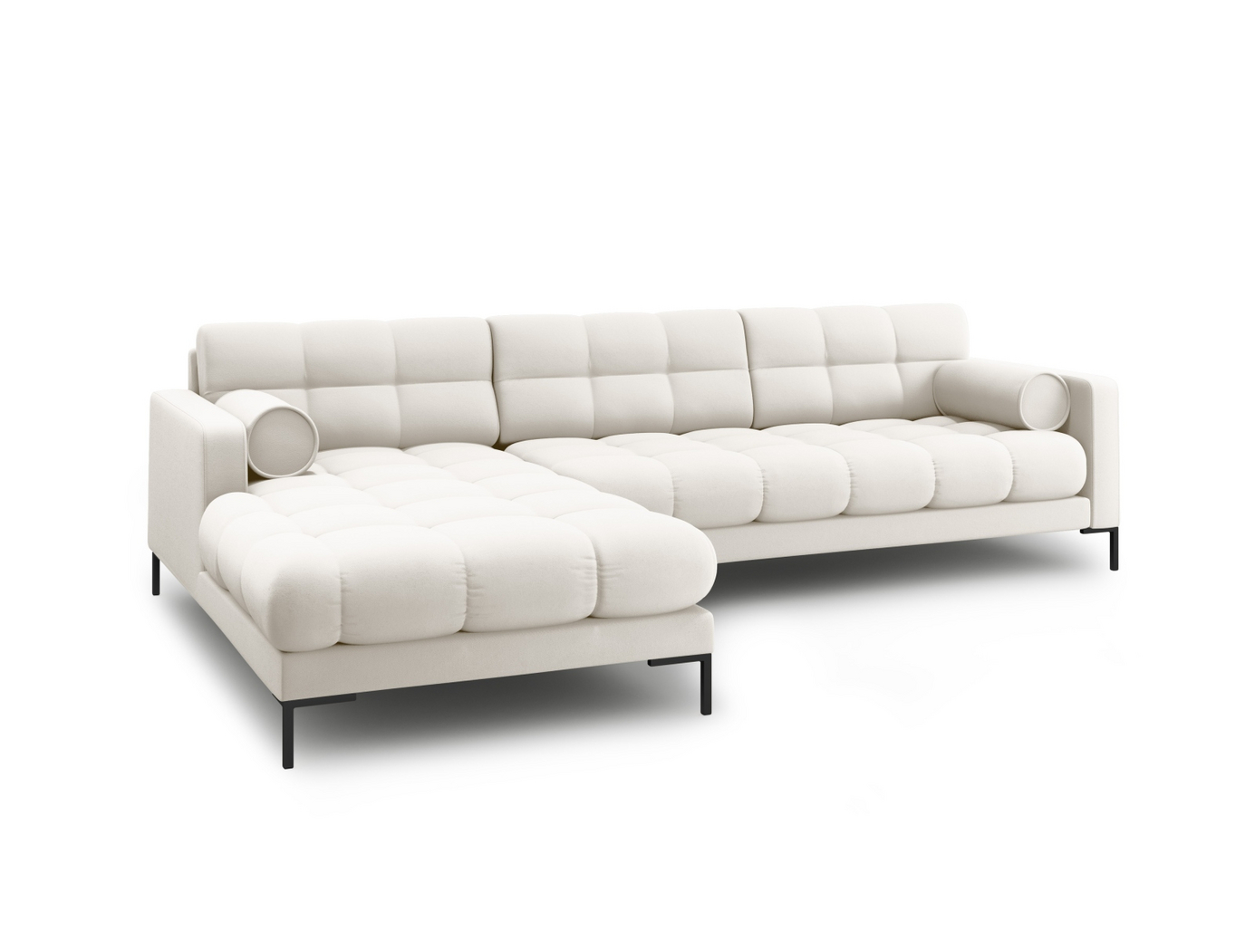 Cosmopolitan Design venstrevendt hjørnesofa, "Bali", 5-seter, 293 × 185 × 75 cm, Neve, svarte metallben