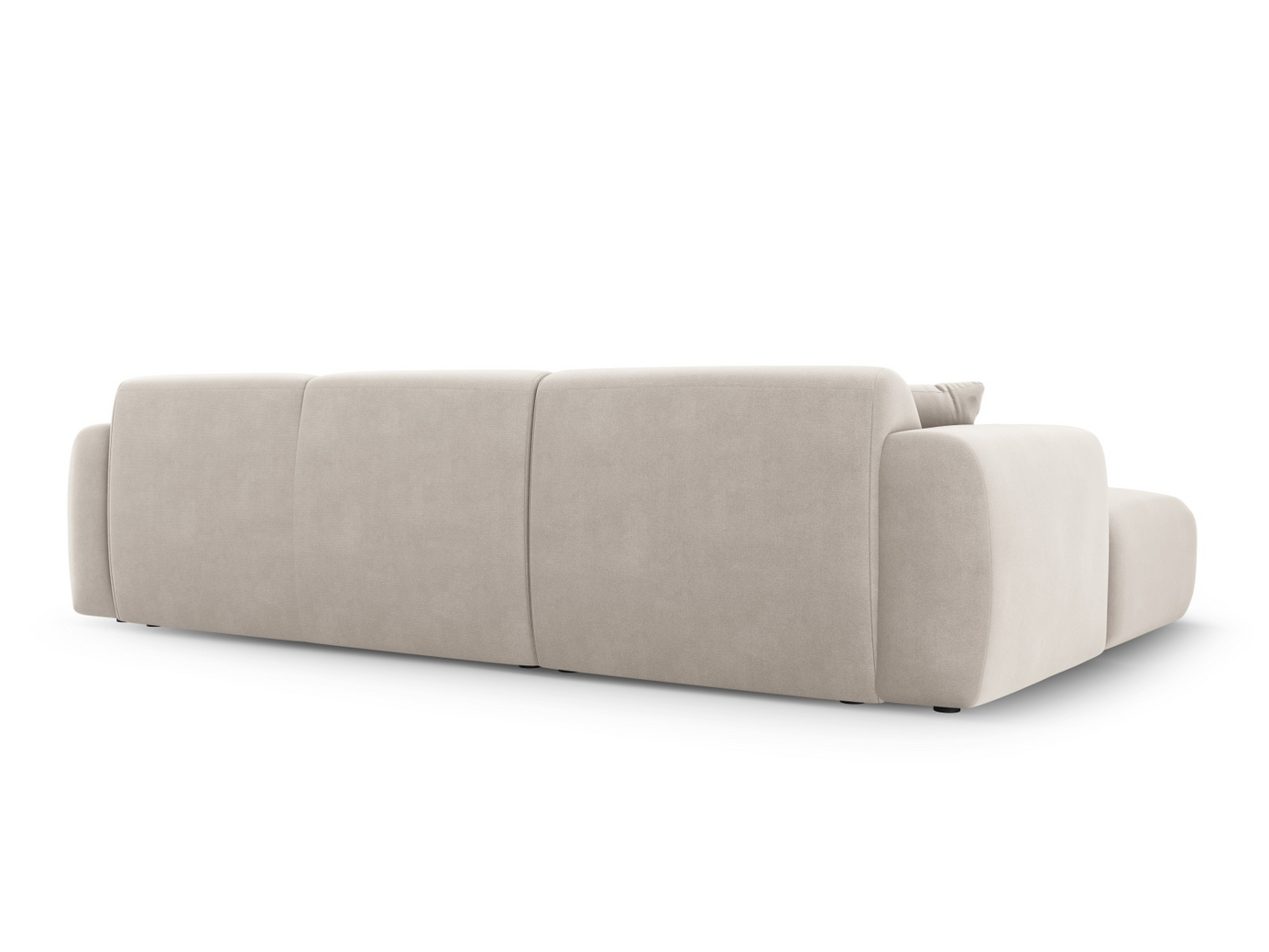 Cosmopolitan Design venstrevendt fløyelshjørnesofa, "Nolio", 4-seter, 260 × 170 × 72 cm, Casino, svarte plastben