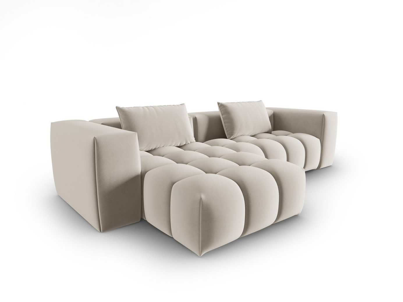 Cosmopolitan Design venstrevendt fløyelsmodulhjørnesofa, "Verona", 3-seter, 260 × 145 × 70 cm, Casino, svarte plastben