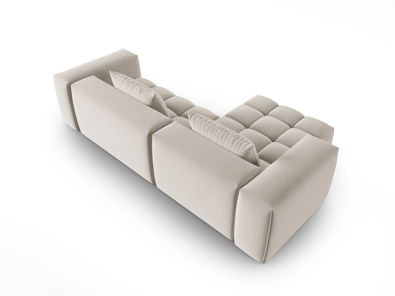 Cosmopolitan Design venstrevendt fløyelsmodulhjørnesofa, "Verona", 3-seter, 260 × 145 × 70 cm, Casino, svarte plastben