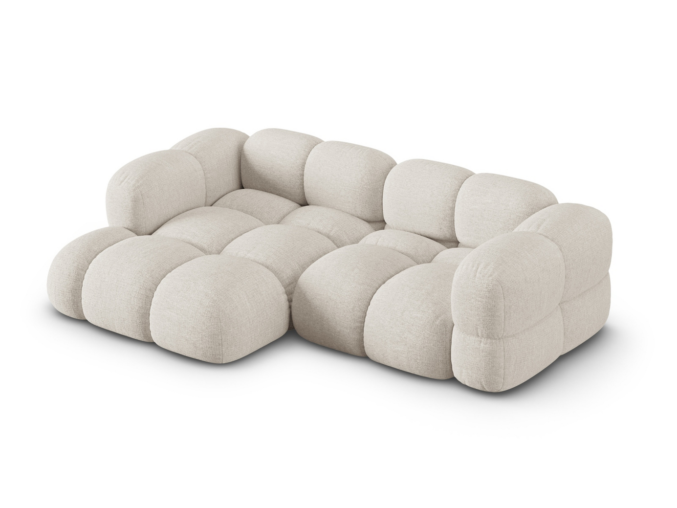 Cosmopolitan Design venstrevendt hjørnesofa, "Loretto", 3-seter, 250 × 147 × 68 cm, Sorella, svarte plastben