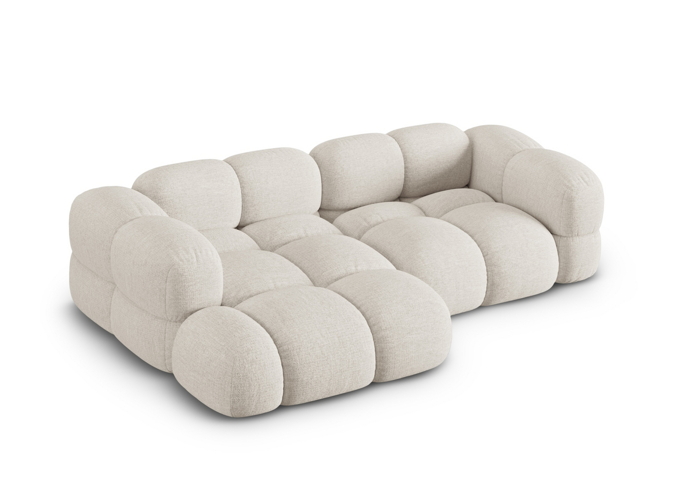 Cosmopolitan Design venstrevendt hjørnesofa, "Loretto", 3-seter, 250 × 147 × 68 cm, Sorella, svarte plastben