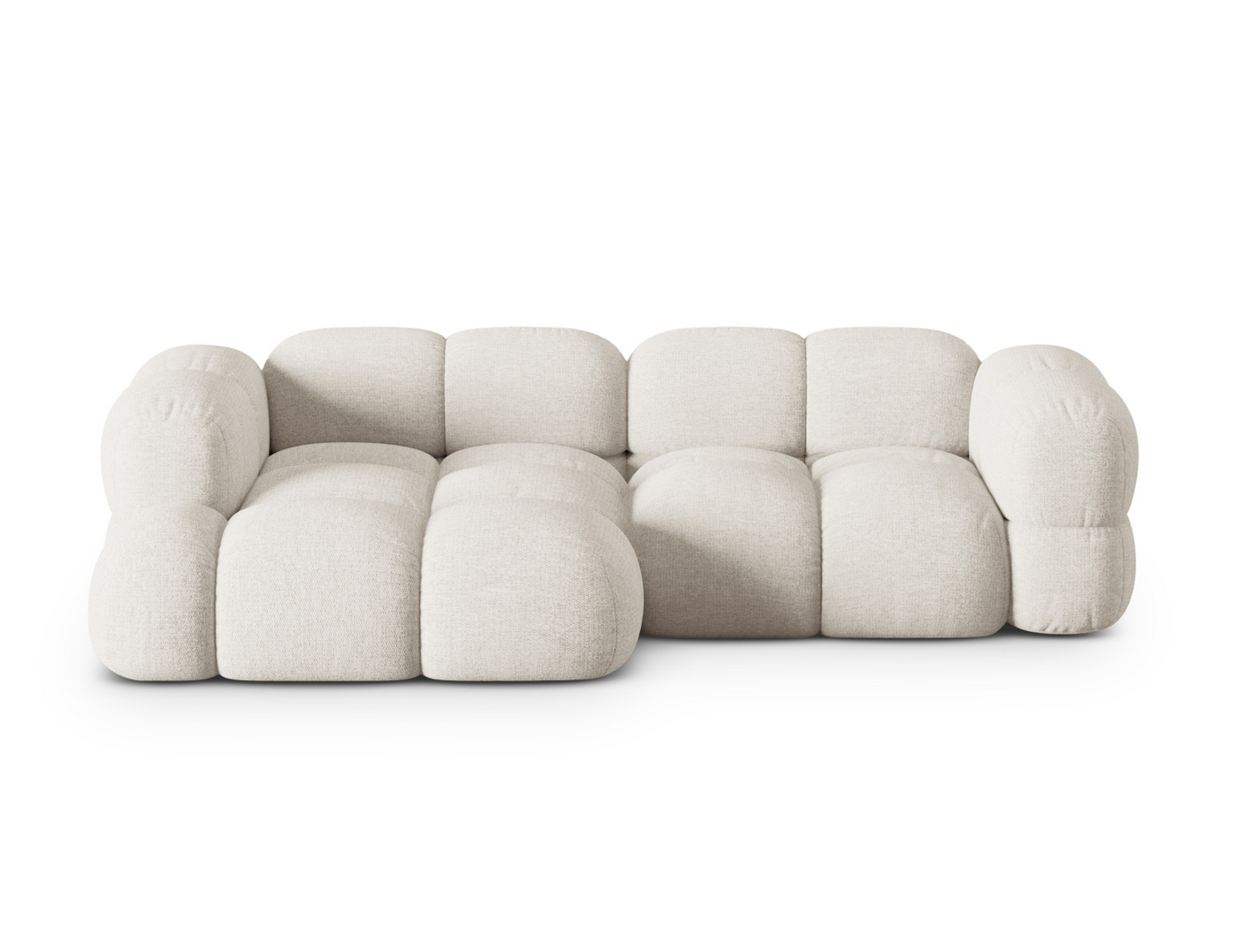 Cosmopolitan Design venstrevendt hjørnesofa, "Loretto", 3-seter, 250 × 147 × 68 cm, Sorella, svarte plastben