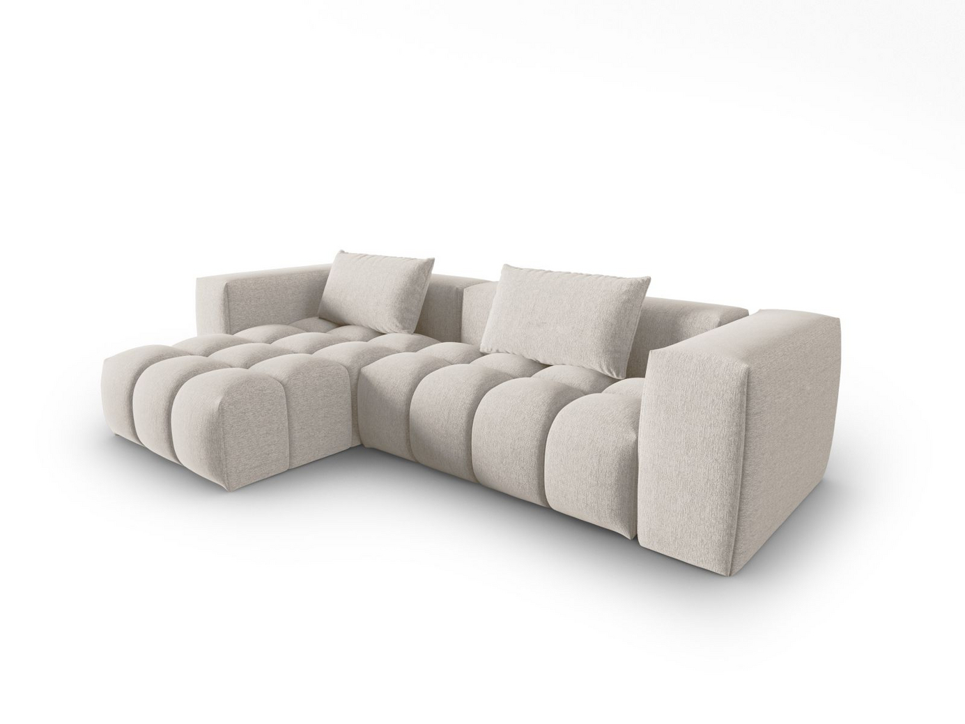 Cosmopolitan Design venstrevendt modulhjørnesofa, "Verona", 3-seter, 260 × 145 × 70 cm, Sorella, svarte plastben