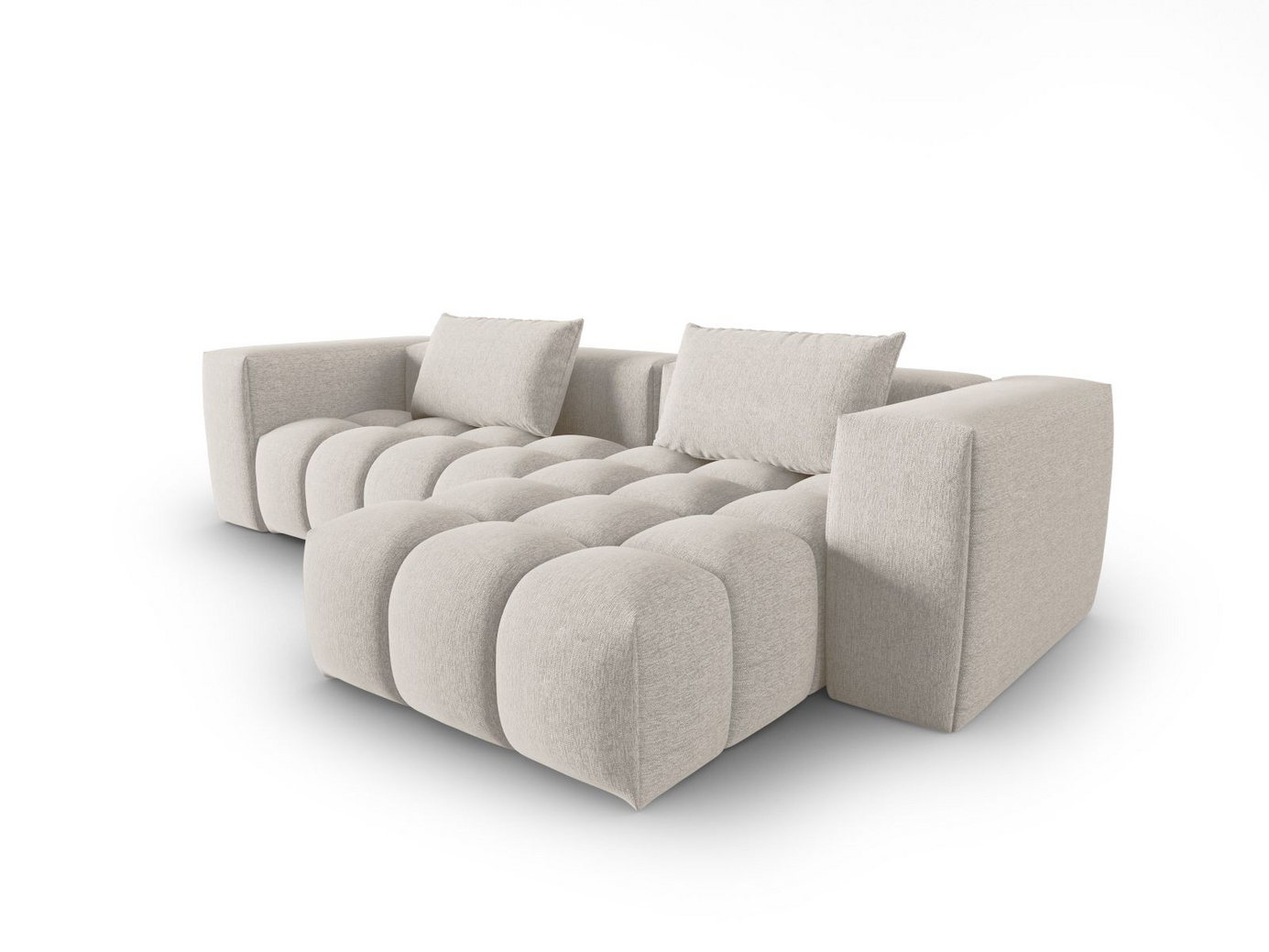 Cosmopolitan Design venstrevendt modulhjørnesofa, "Verona", 3-seter, 260 × 145 × 70 cm, Sorella, svarte plastben