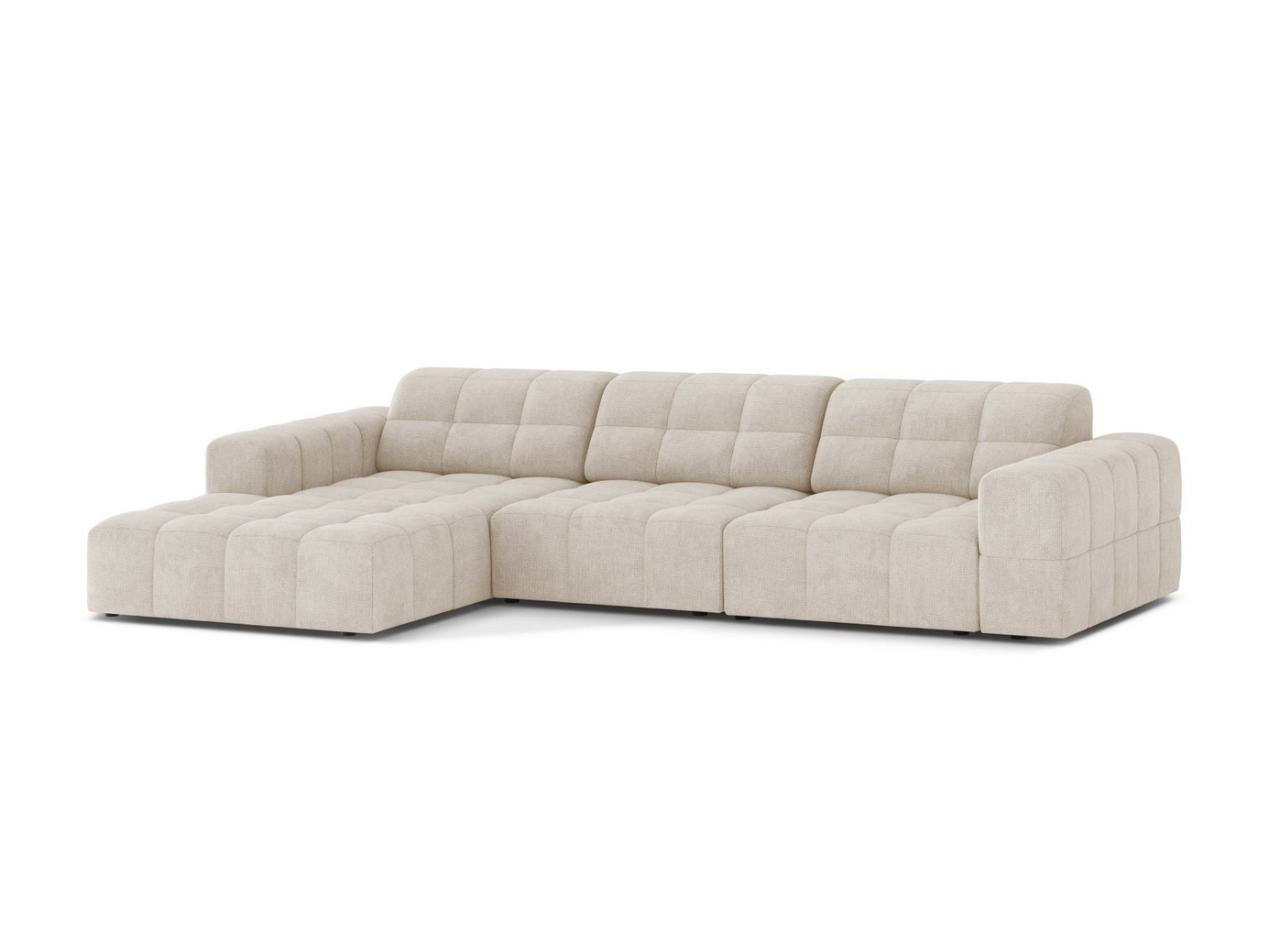 Cosmopolitan Design venstrevendt hjørnesofa, "Chicago", 4-seter, 294 × 167 × 78 cm, Eden 10, svarte plastben
