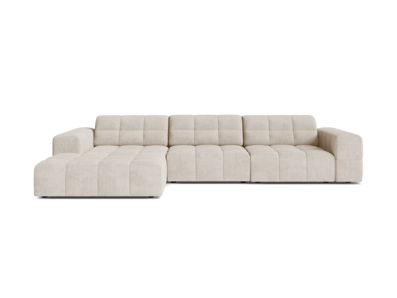 Cosmopolitan Design venstrevendt hjørnesofa, "Chicago", 4-seter, 294 × 167 × 78 cm, Eden 10, svarte plastben