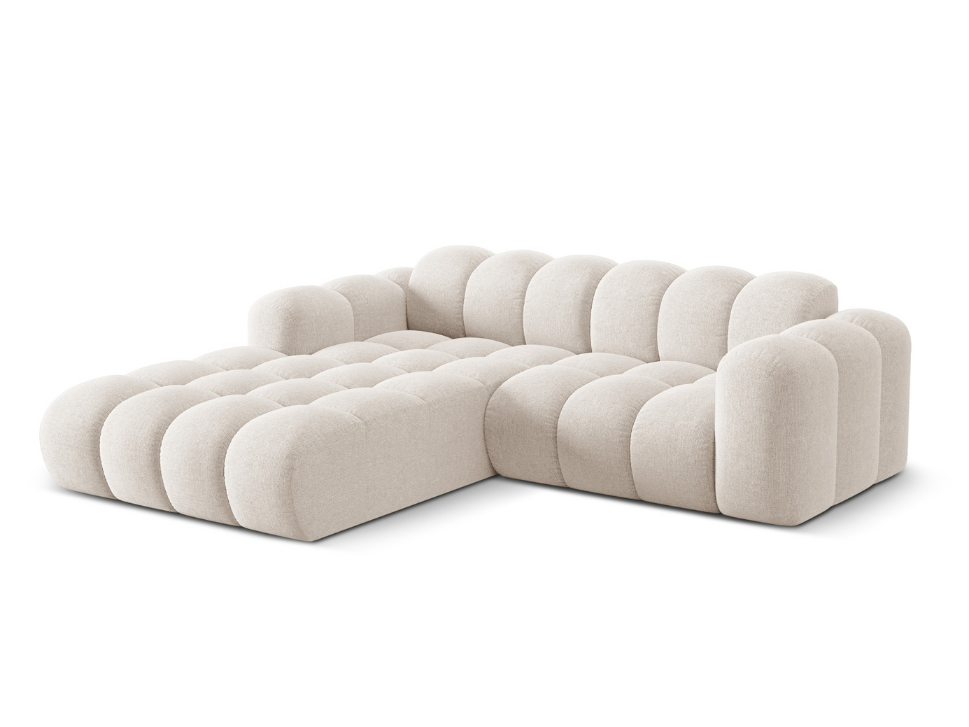 Cosmopolitan Design venstrevendt hjørnesofa, "Treno", 3-seter, 240 × 184 × 70 cm, Eden 10, svarte plastben