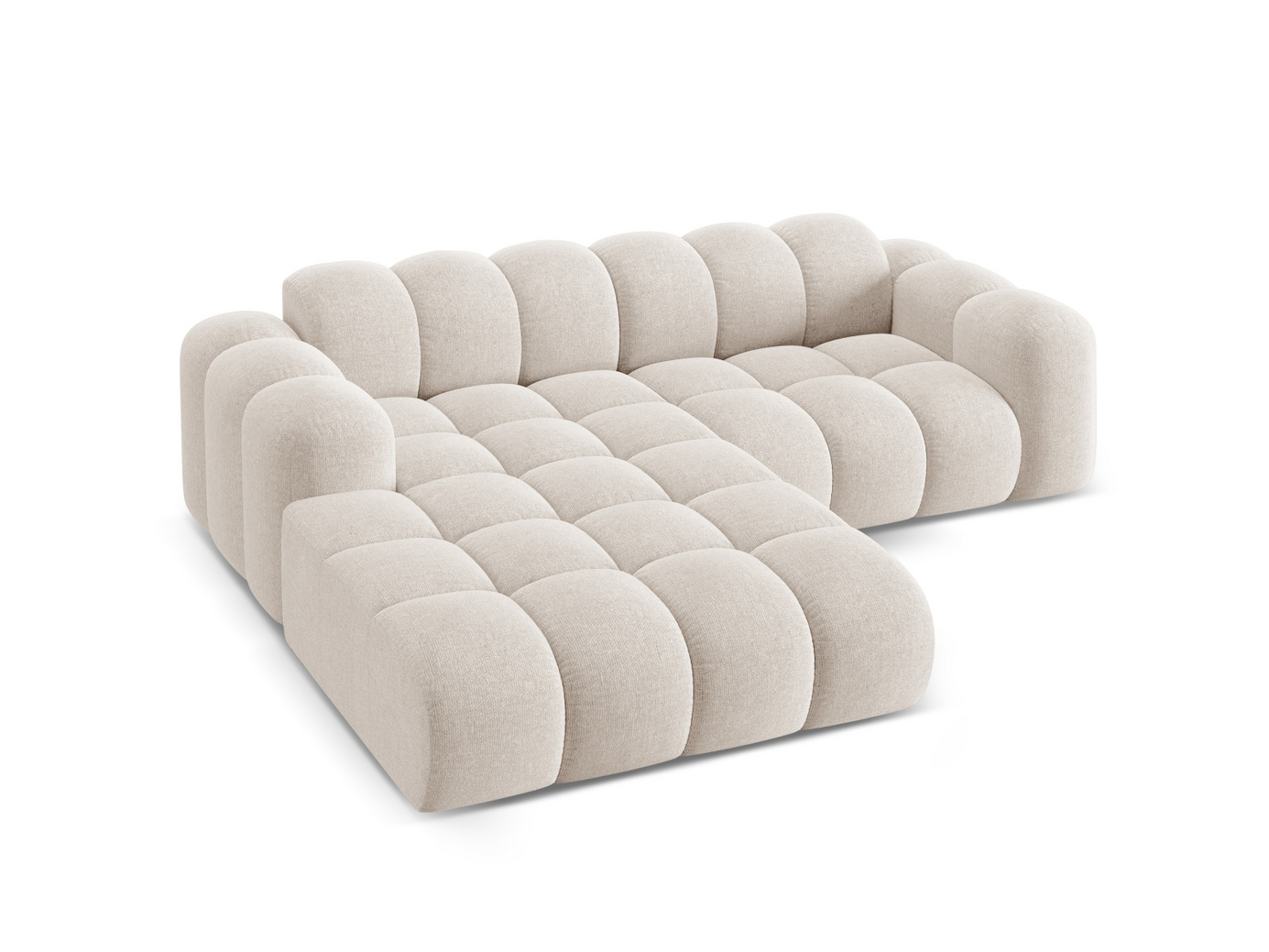 Cosmopolitan Design venstrevendt hjørnesofa, "Treno", 3-seter, 240 × 184 × 70 cm, Eden 10, svarte plastben
