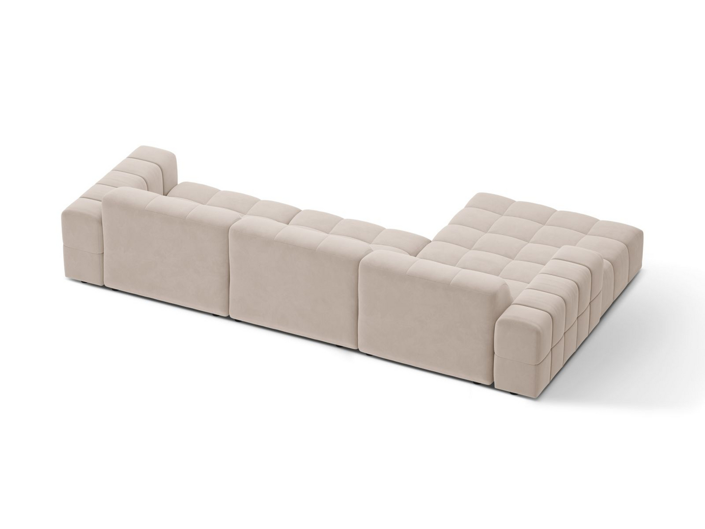 Cosmopolitan Design venstrevendt fløyelshjørnesofa, "Chicago", 4-seter, 294 × 167 × 78 cm, Venus, svarte plastben