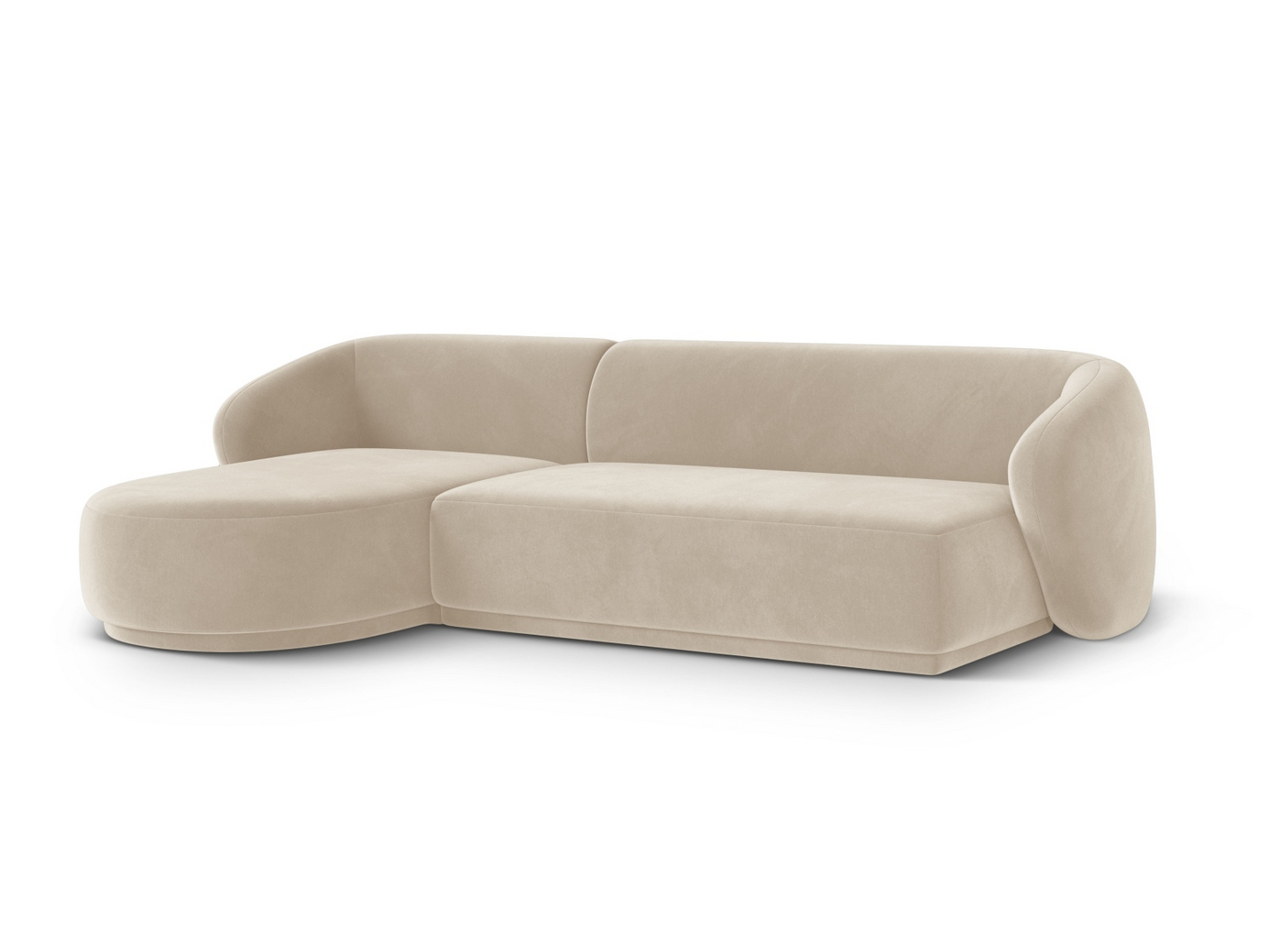 Cosmopolitan Design venstrevendt fløyelshjørnesofa, "Gomera", 4-seter, 260 × 155 × 74 cm, Salvador, svarte plastben