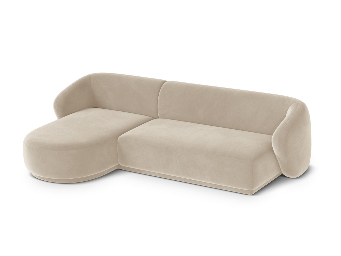 Cosmopolitan Design venstrevendt fløyelshjørnesofa, "Gomera", 4-seter, 260 × 155 × 74 cm, Salvador, svarte plastben