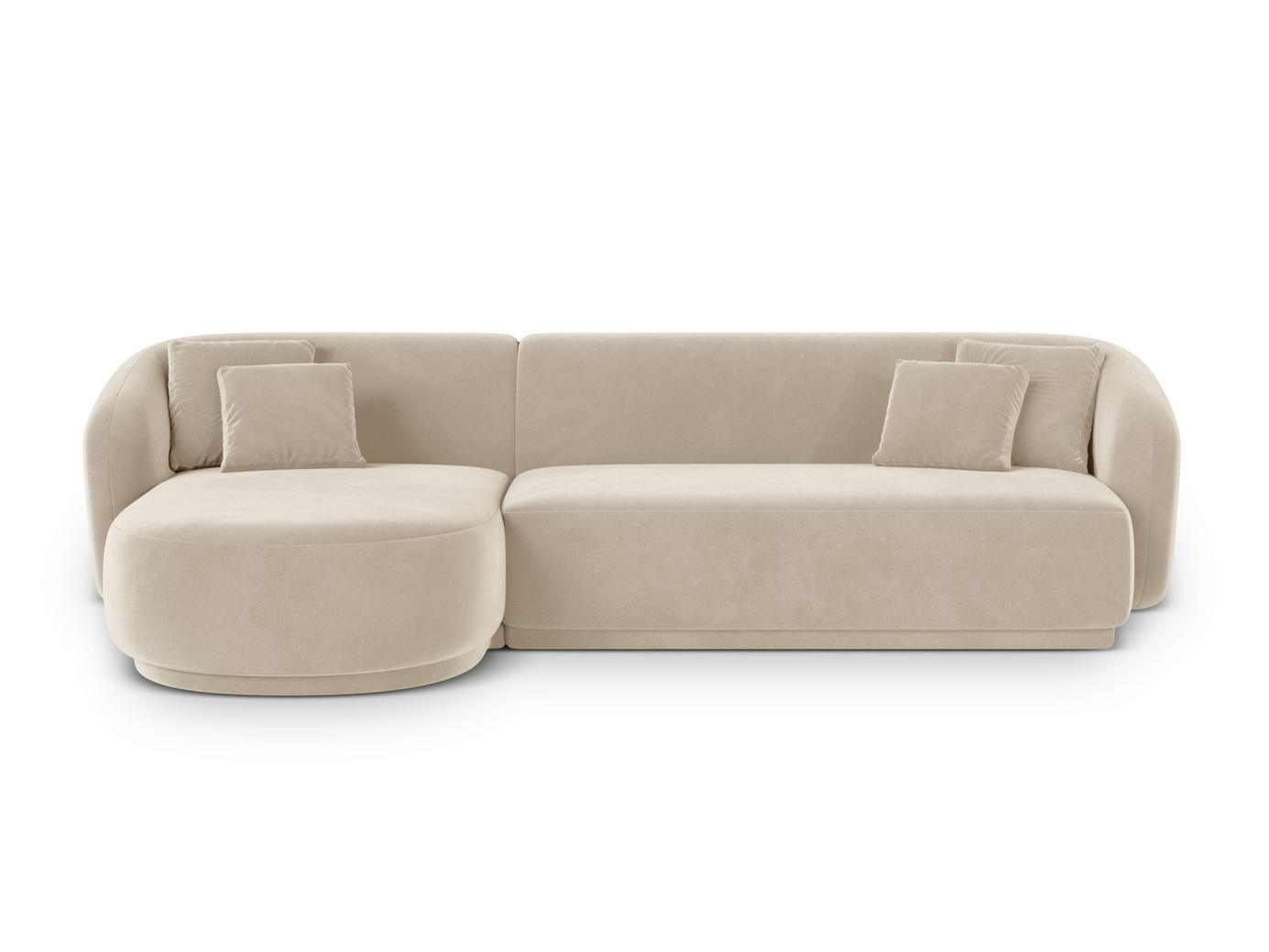 Cosmopolitan Design venstrevendt fløyelshjørnesofa, "Gomera", 4-seter, 260 × 155 × 74 cm, Salvador, svarte plastben