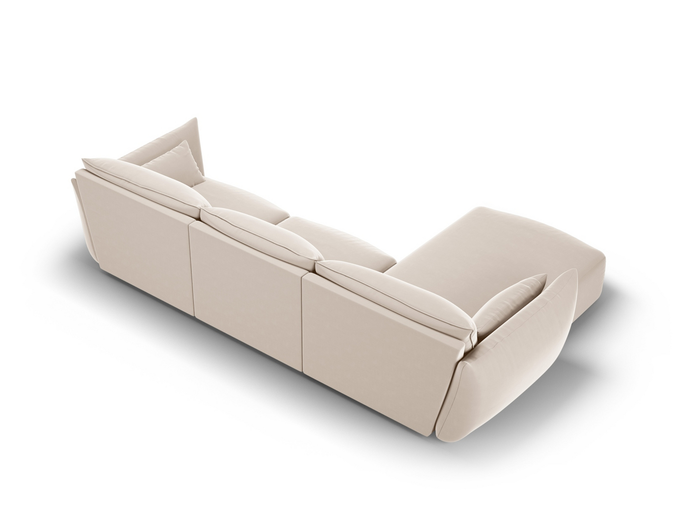 Cosmopolitan Design venstrevendt fløyelshjørnesofa, "Matera", 4-seter, 308 × 171 × 85 cm, Salvador, svarte plastben