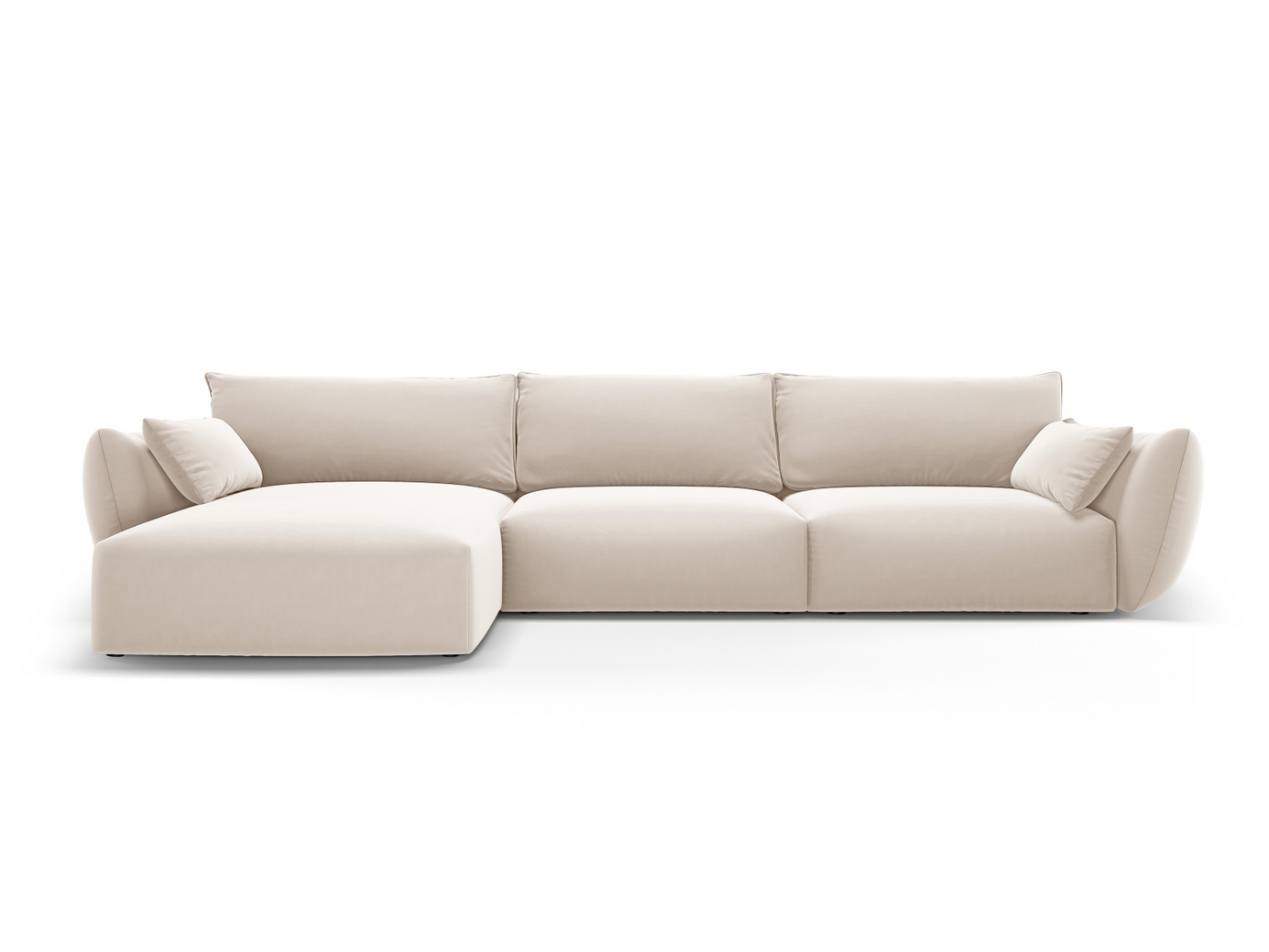 Cosmopolitan Design venstrevendt fløyelshjørnesofa, "Matera", 4-seter, 308 × 171 × 85 cm, Salvador, svarte plastben