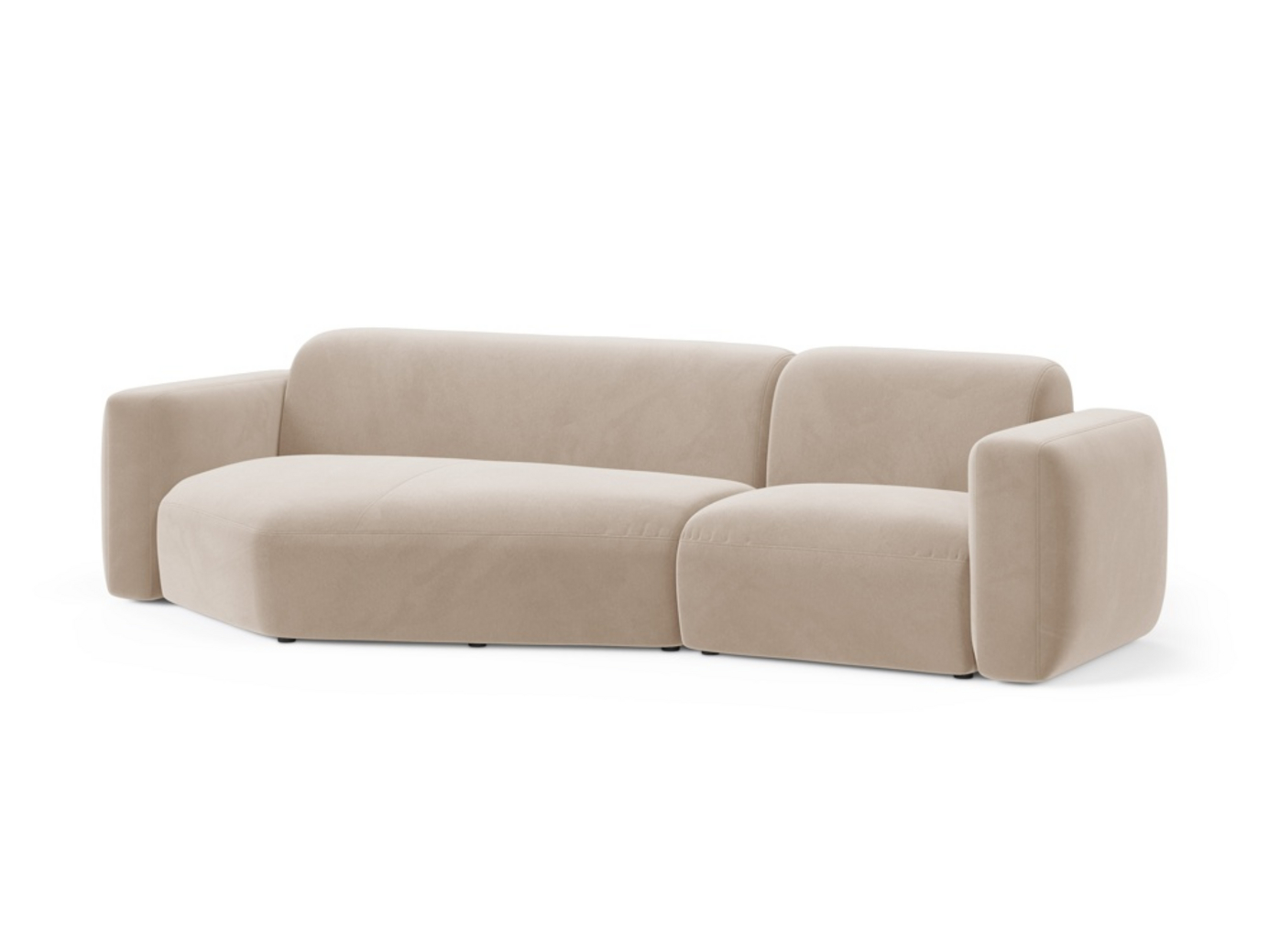 Cosmopolitan Design venstrevendt fløyelsmodulhjørnesofa, "Strino", 3-seter, 308 × 136 × 78 cm, Salvador, svarte plastben