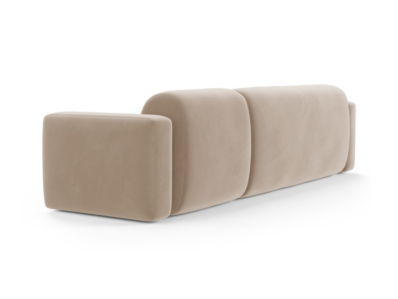 Cosmopolitan Design venstrevendt fløyelsmodulhjørnesofa, "Strino", 3-seter, 308 × 136 × 78 cm, Salvador, svarte plastben