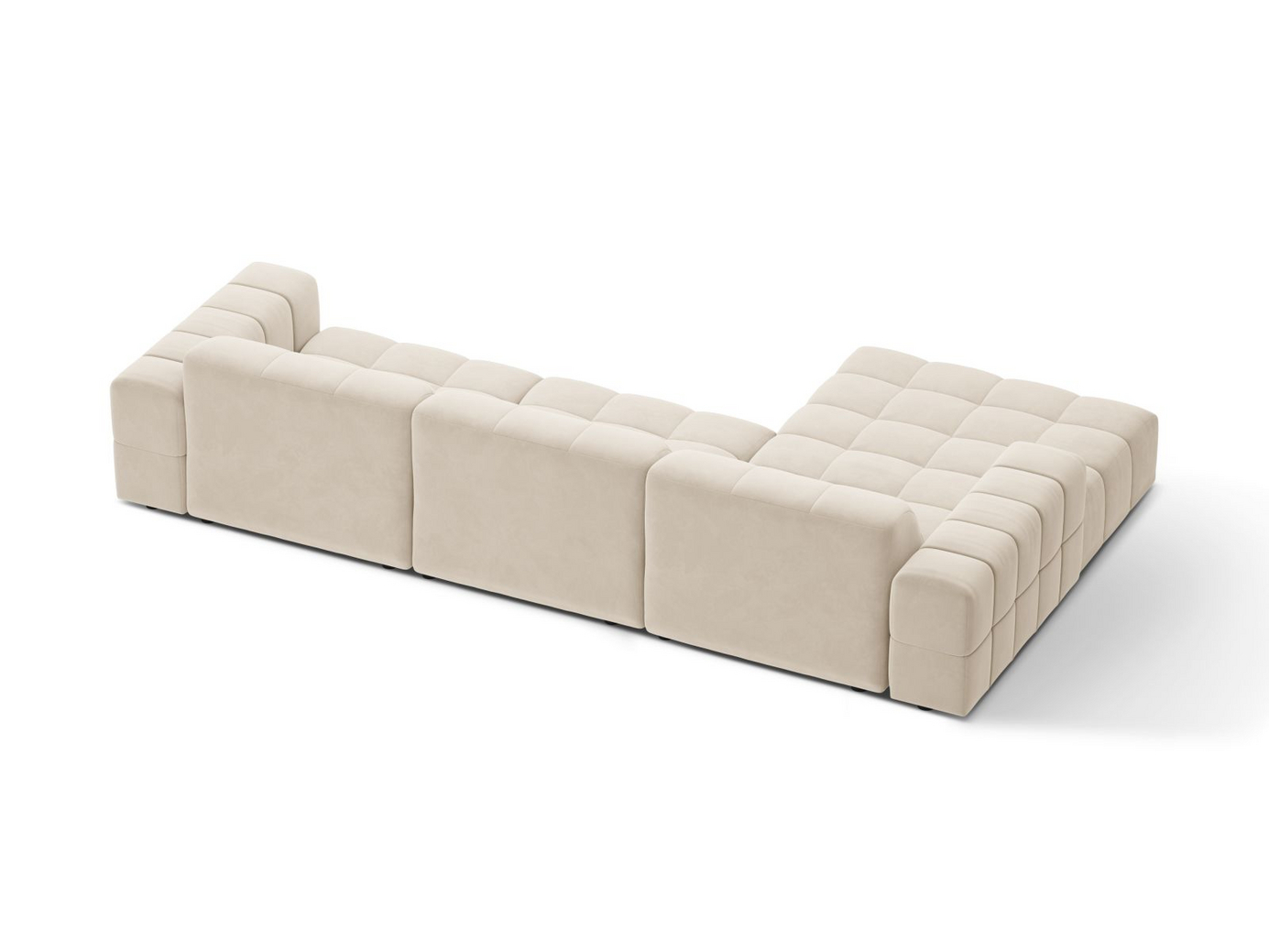 Cosmopolitan Design venstrevendt fløyelshjørnesofa, "Chicago", 4-seter, 294 × 167 × 78 cm, Bluvel, svarte plastben