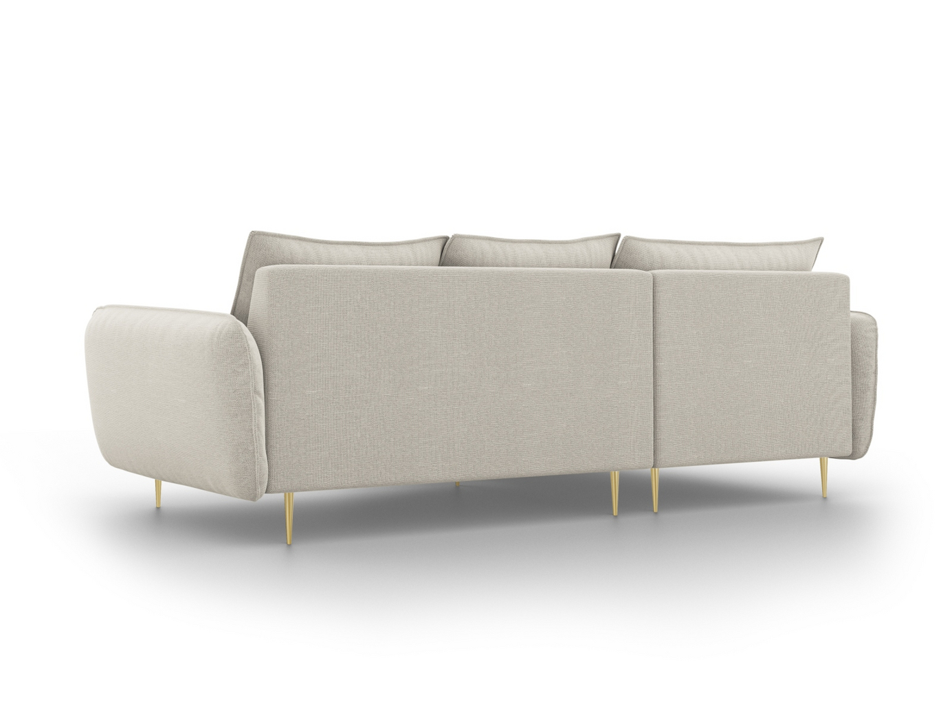 Cosmopolitan Design venstrevendt hjørnesofa, "Vienna", 5-seter, 255 × 170 × 95 cm, Positano, gullfargede metallben