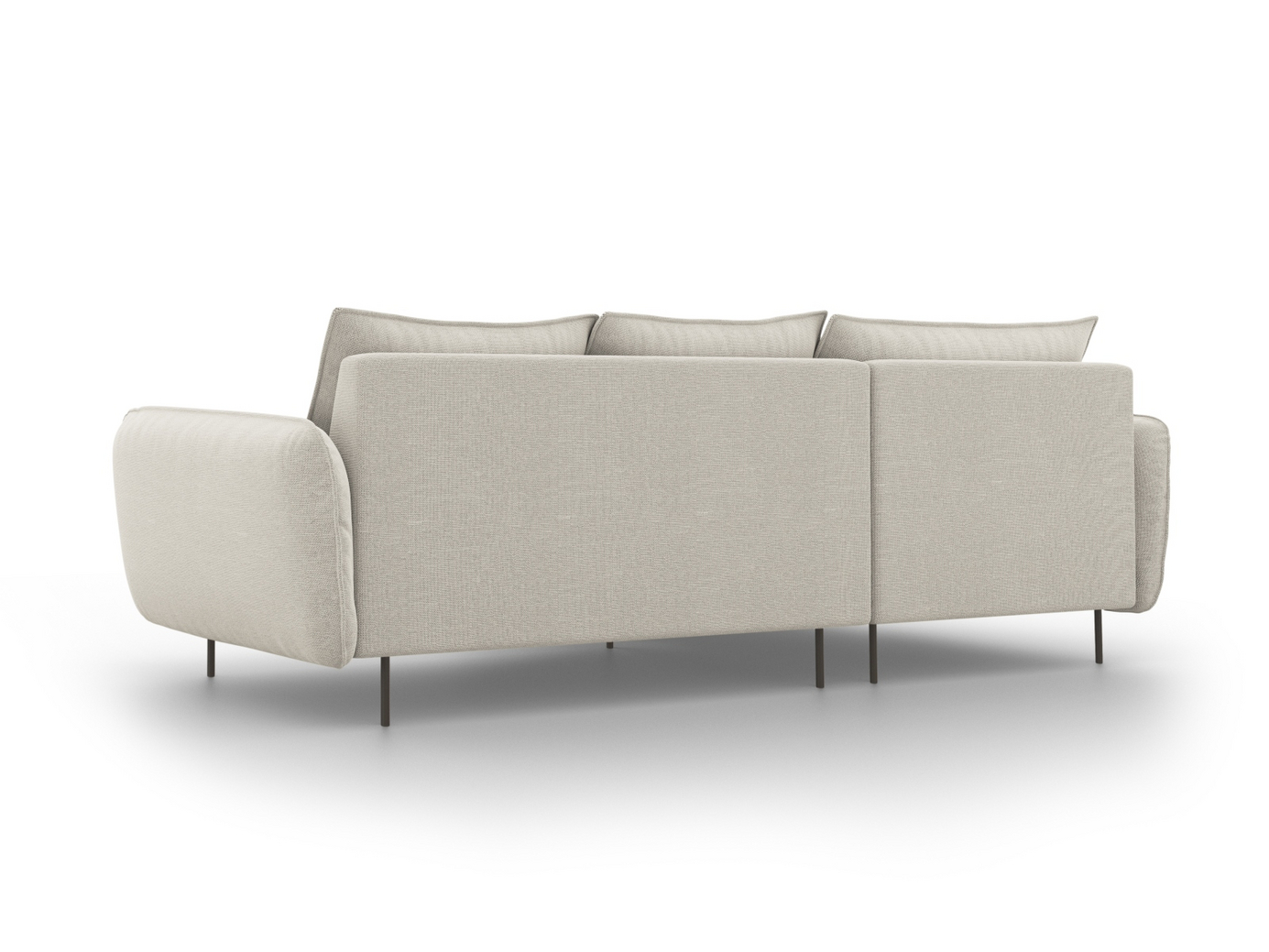 Cosmopolitan Design venstrevendt hjørnesofa, "Vienna", 5-seter, 255 × 170 × 95 cm, Positano, svarte metallben