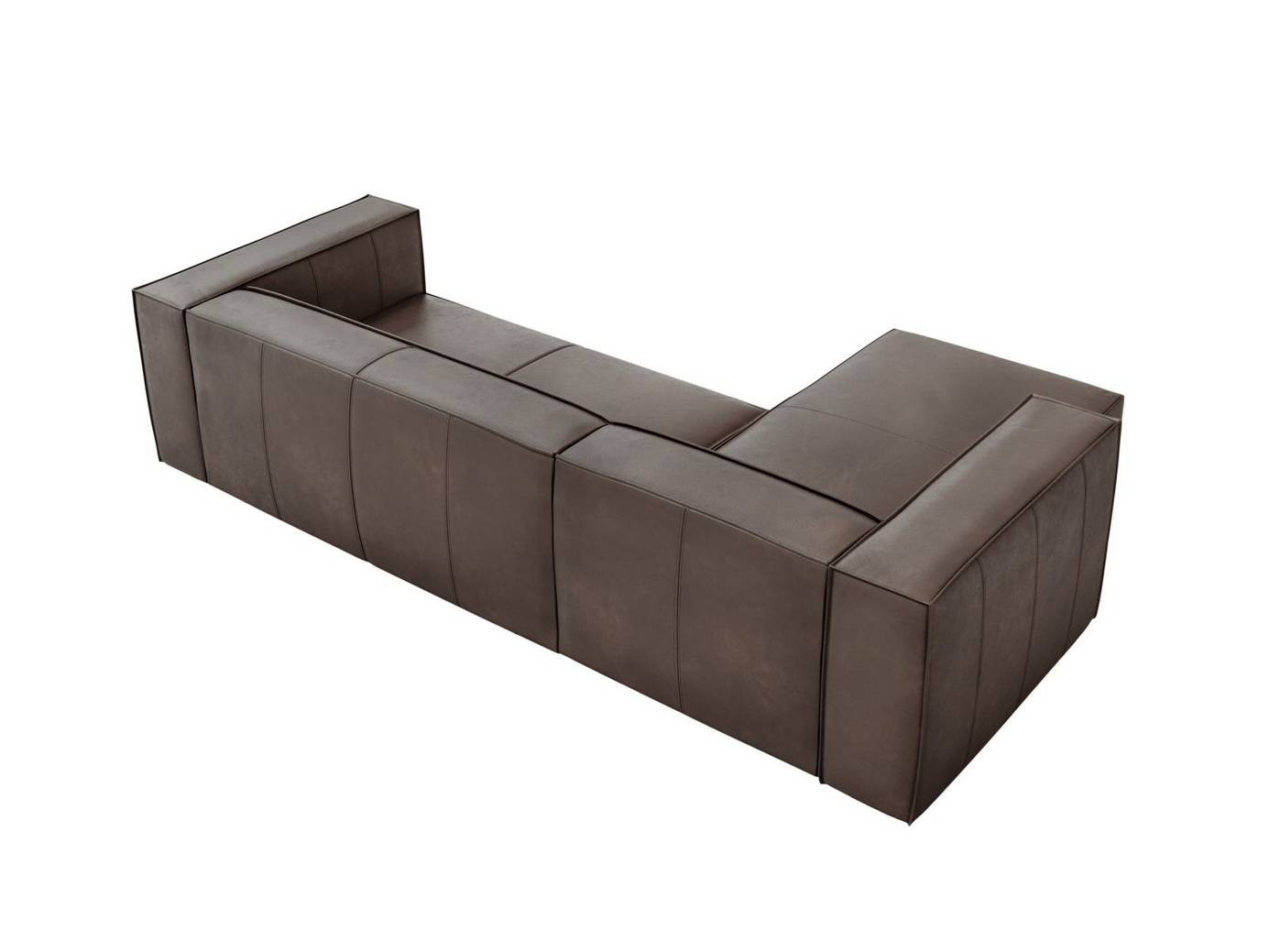 Cosmopolitan Design venstrevendt ekte skinn hjørnesofa, "Turin", 5-seter, 290 × 173 × 68 cm, Granada, ben i svart bøk