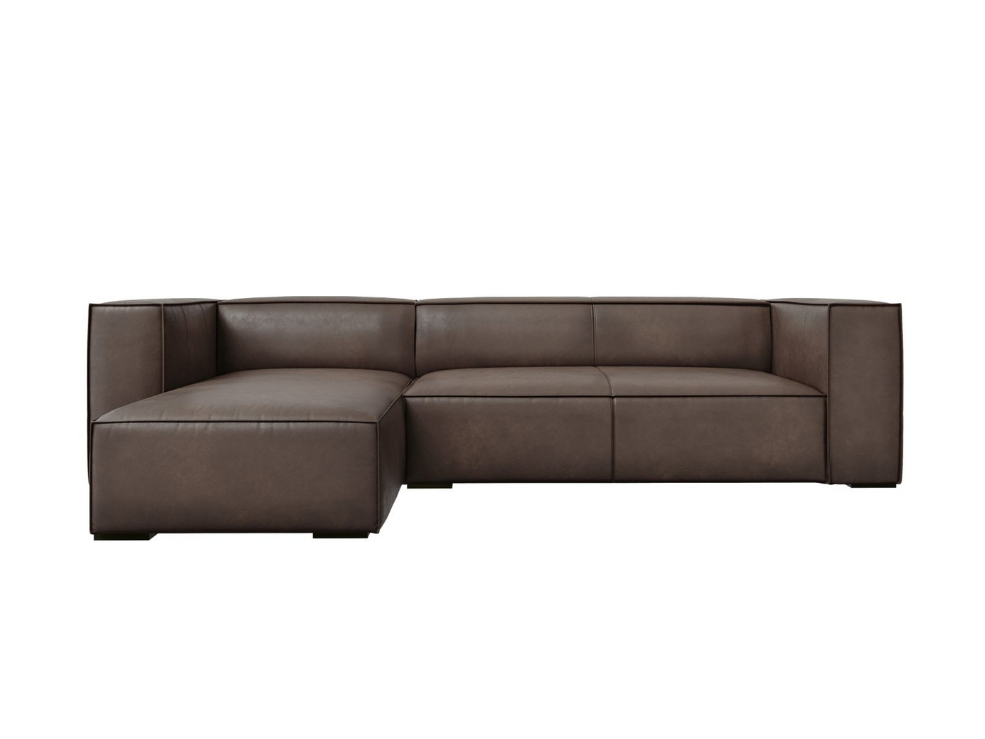 Cosmopolitan Design venstrevendt ekte skinn hjørnesofa, "Turin", 5-seter, 290 × 173 × 68 cm, Granada, ben i svart bøk