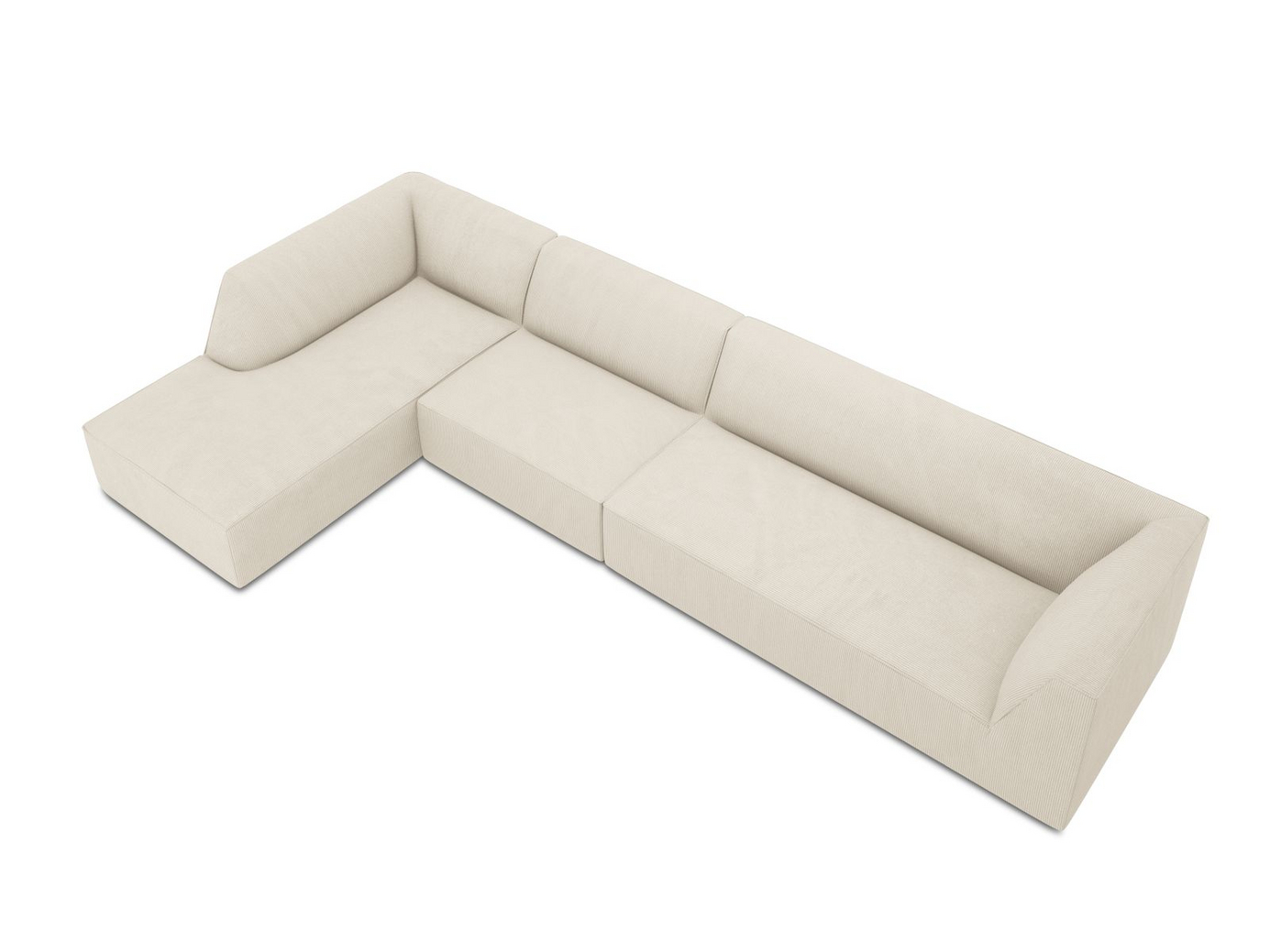Cosmopolitan Design venstrevendt modulhjørnesofa, "Siena", 5-seter, 366 × 180 × 69 cm, Scala, svarte plastben