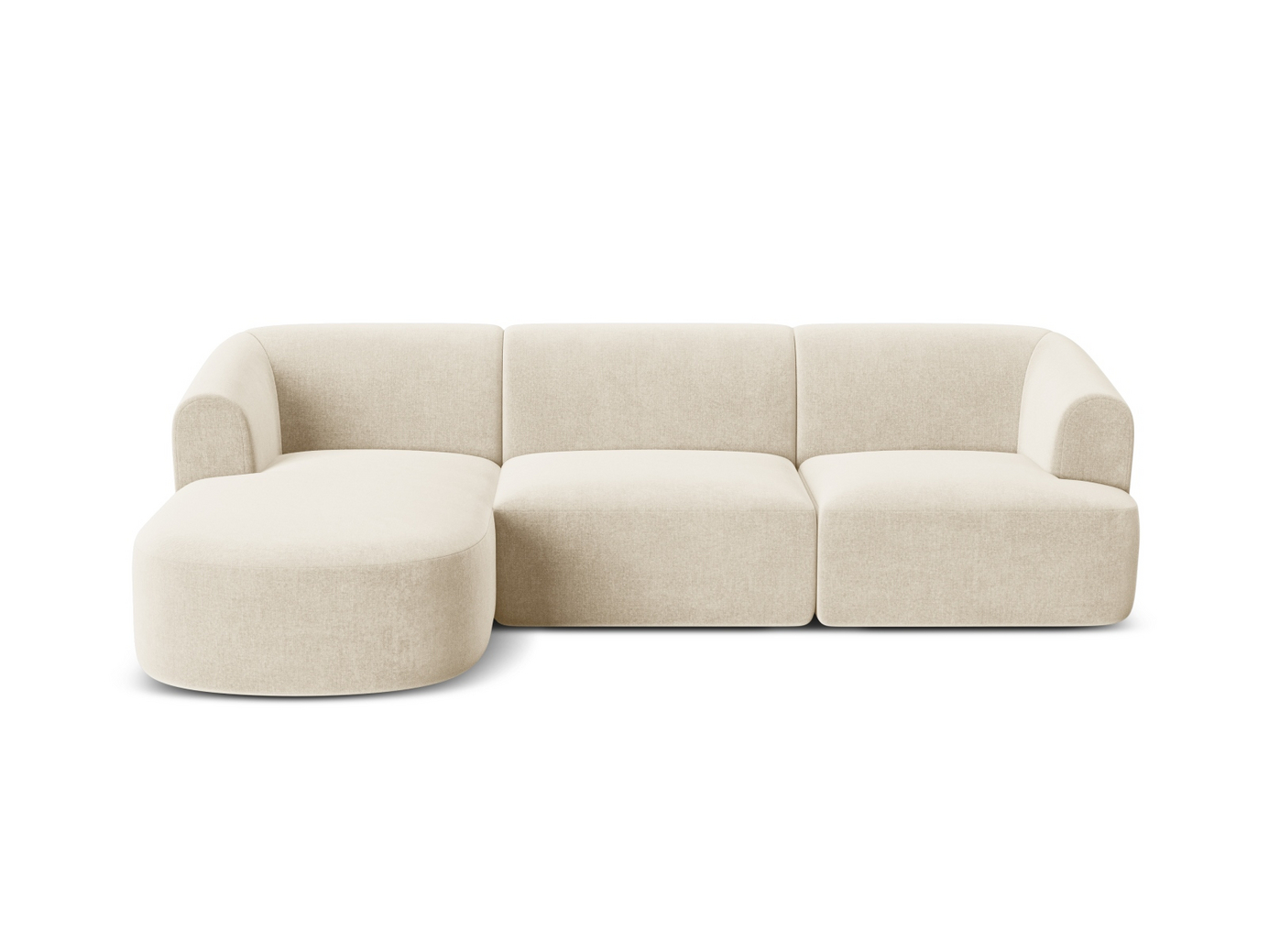 Cosmopolitan Design venstrevendt fløyelsmodulhjørnesofa, "Campi", 4-seter, 256 × 156 × 70 cm, Vogue, svarte plastben
