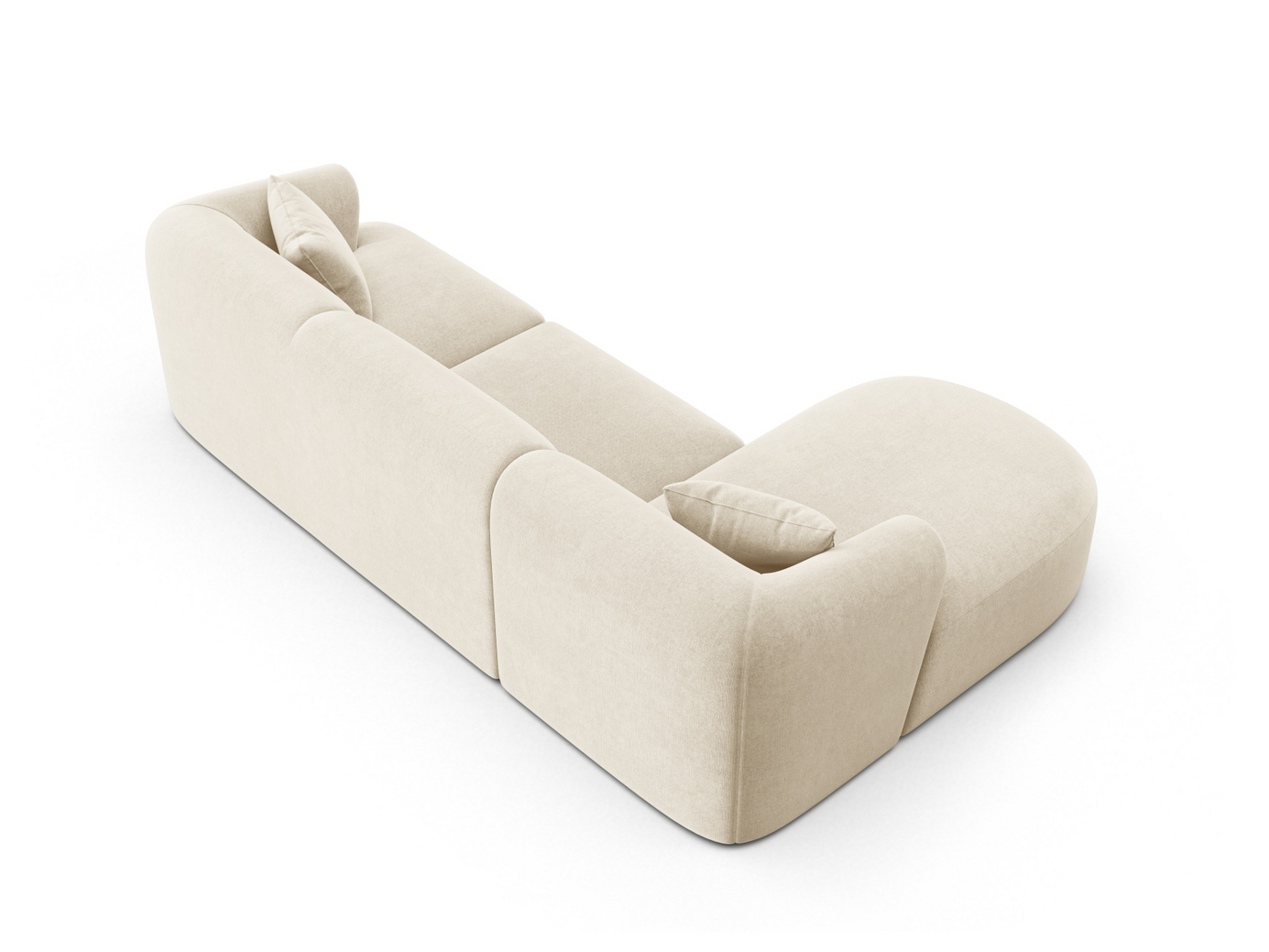 Cosmopolitan Design venstrevendt fløyelsmodulhjørnesofa, "Campi", 4-seter, 256 × 156 × 70 cm, Vogue, svarte plastben