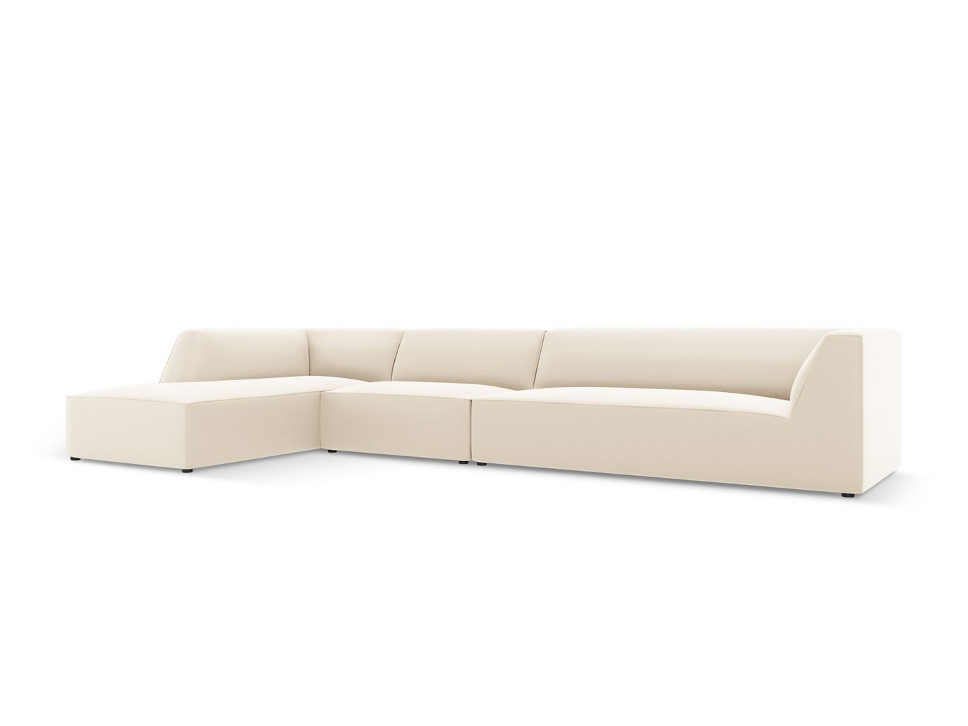 Cosmopolitan Design venstrevendt kunstlærmodulhjørnesofa, "Siena", 5-seter, 366 × 180 × 69 cm, Pacifico, svarte plastben