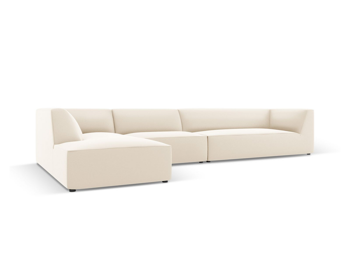 Cosmopolitan Design venstrevendt kunstlærmodulhjørnesofa, "Siena", 5-seter, 366 × 180 × 69 cm, Pacifico, svarte plastben