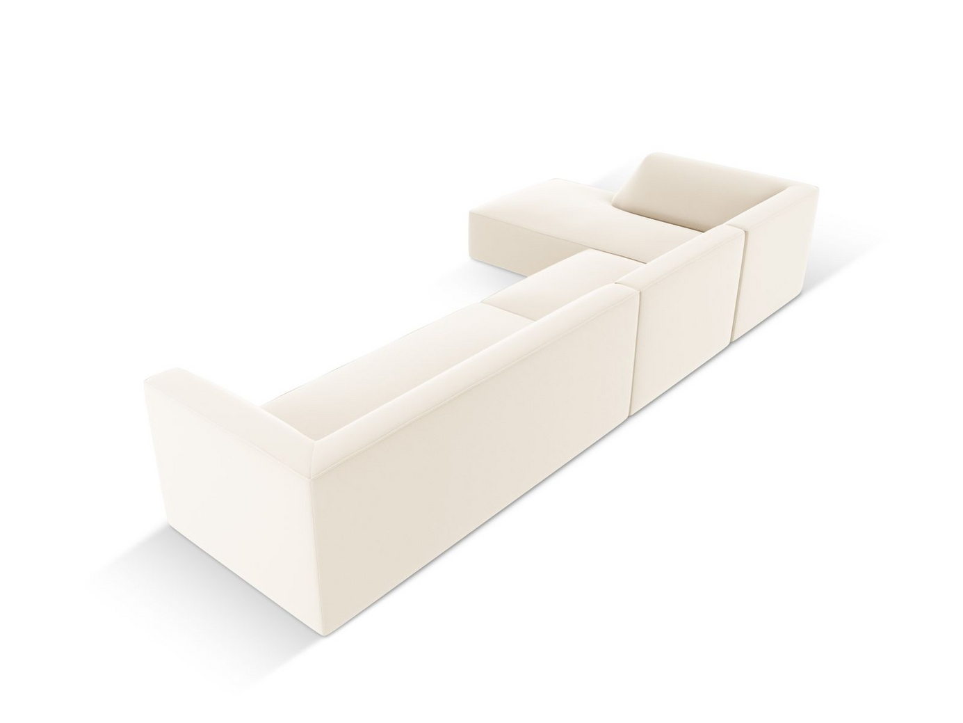 Cosmopolitan Design venstrevendt kunstlærmodulhjørnesofa, "Siena", 5-seter, 366 × 180 × 69 cm, Pacifico, svarte plastben