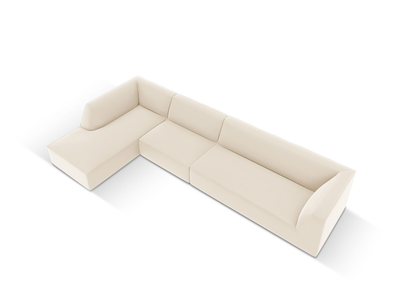 Cosmopolitan Design venstrevendt kunstlærmodulhjørnesofa, "Siena", 5-seter, 366 × 180 × 69 cm, Pacifico, svarte plastben