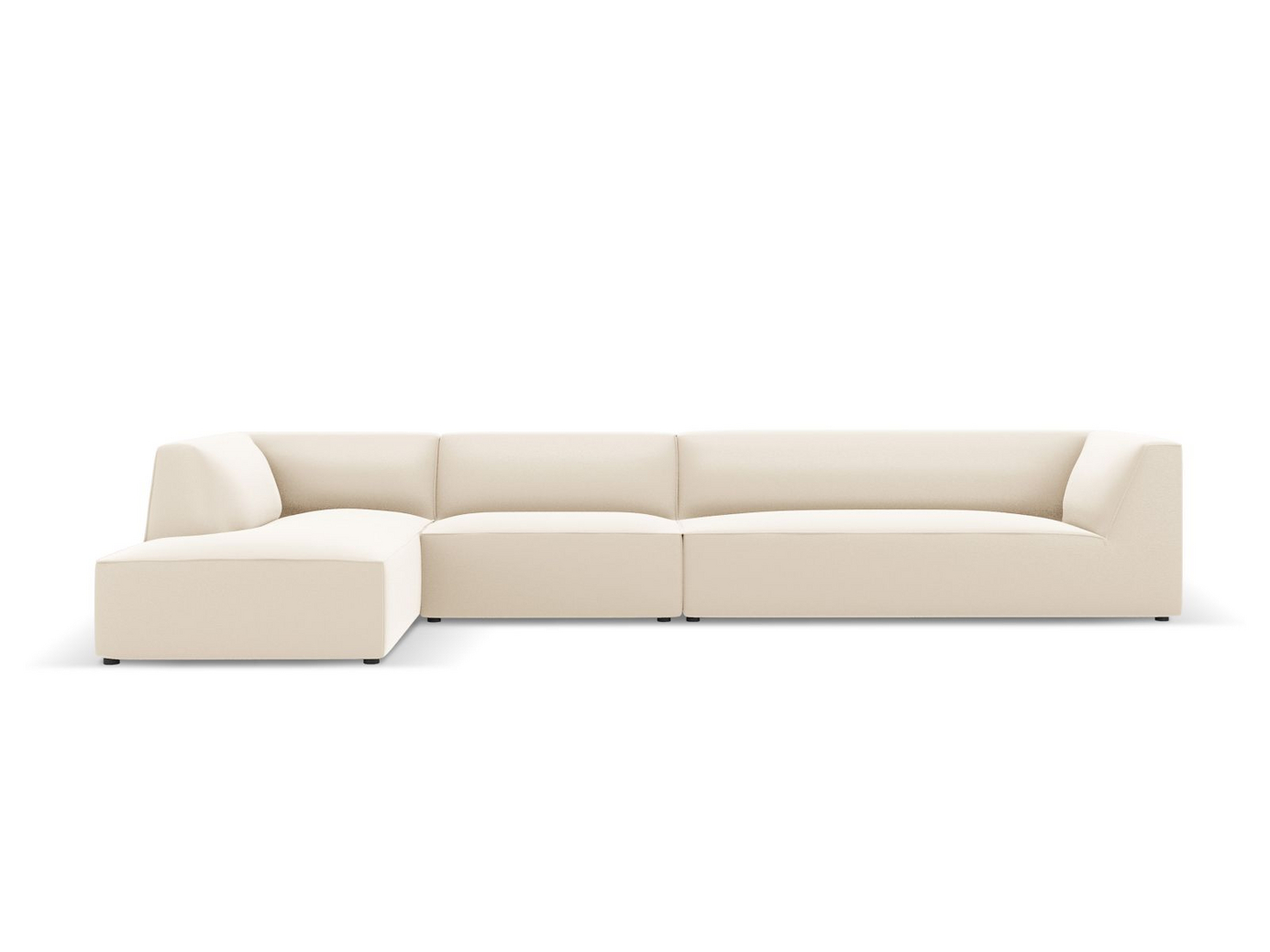 Cosmopolitan Design venstrevendt kunstlærmodulhjørnesofa, "Siena", 5-seter, 366 × 180 × 69 cm, Pacifico, svarte plastben