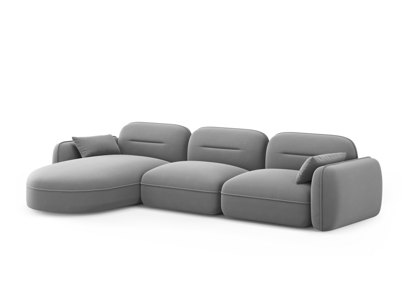 Cosmopolitan Design venstrevendt fløyelsmodulhjørnesofa, "Sydney", 4-seter, 320 × 165 × 70 cm, Casino, svarte plastben