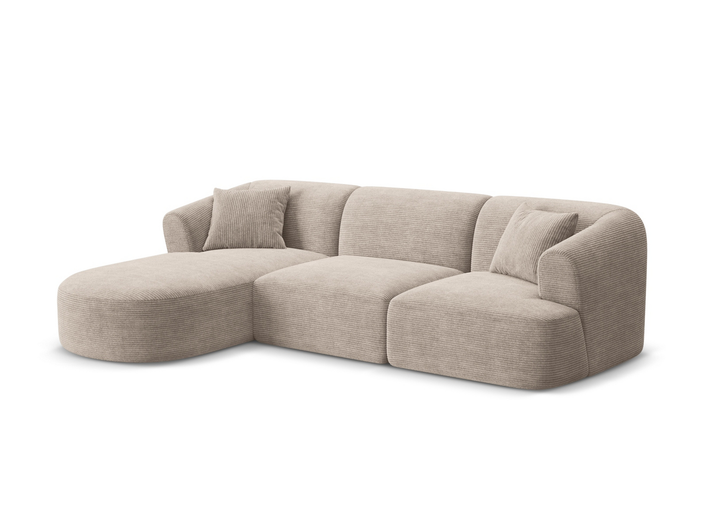 Cosmopolitan Design venstrevendt modulhjørnesofa, "Campi", 4-seter, 256 × 156 × 70 cm, Lincoln, svarte plastben