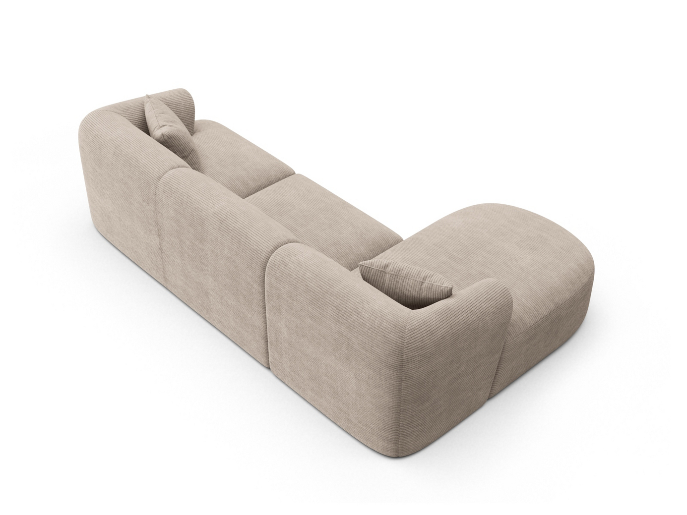 Cosmopolitan Design venstrevendt modulhjørnesofa, "Campi", 4-seter, 256 × 156 × 70 cm, Lincoln, svarte plastben