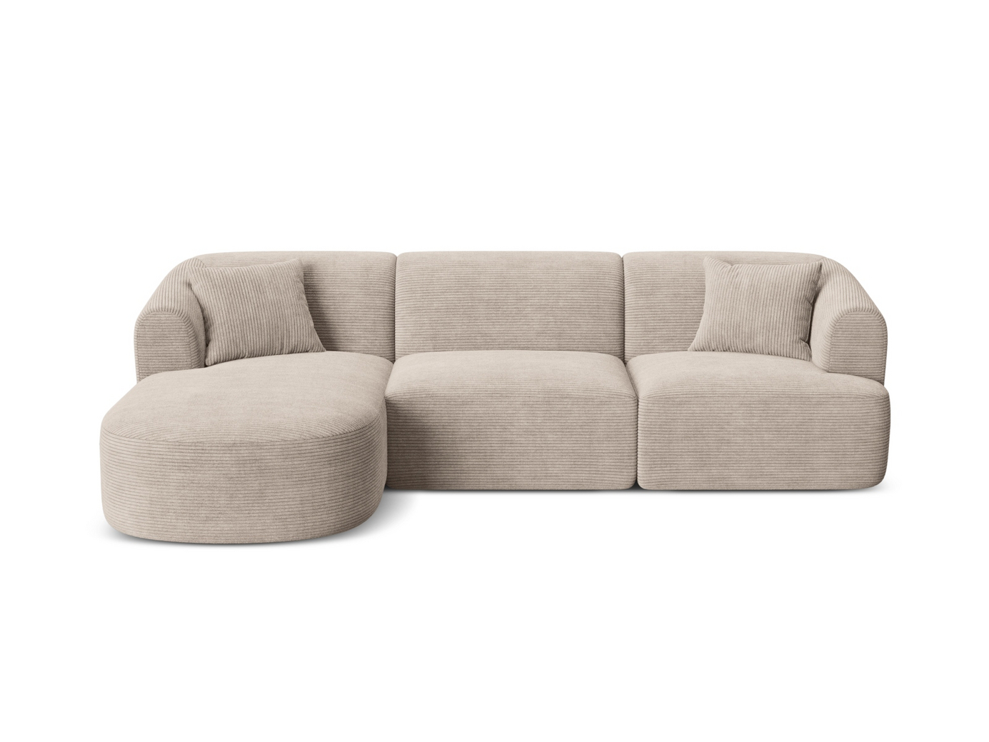 Cosmopolitan Design venstrevendt modulhjørnesofa, "Campi", 4-seter, 256 × 156 × 70 cm, Lincoln, svarte plastben