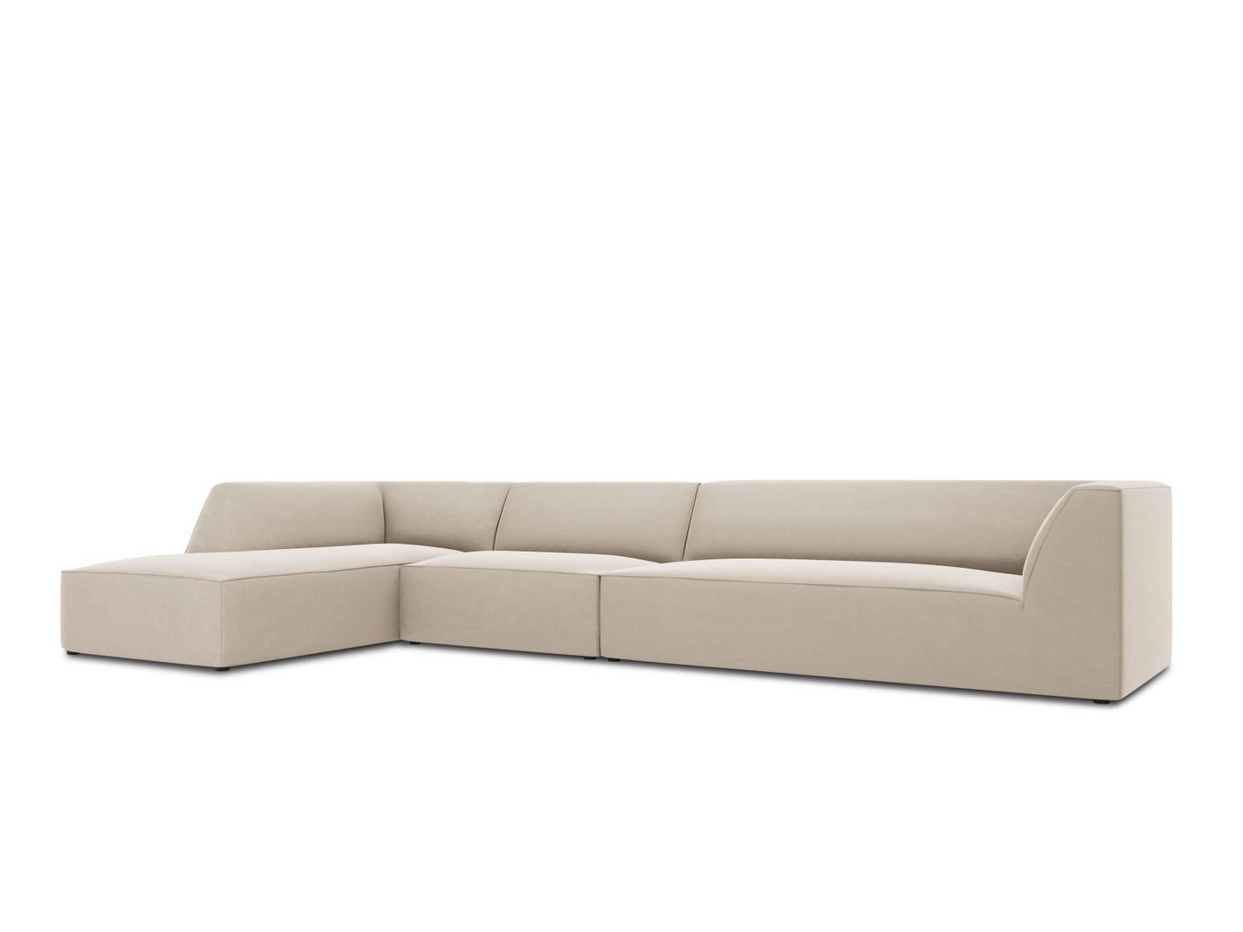 Cosmopolitan Design venstrevendt fløyelsmodulhjørnesofa, "Siena", 5-seter, 366 × 180 × 69 cm, Salvador, svarte plastben, Variant LC_L_44