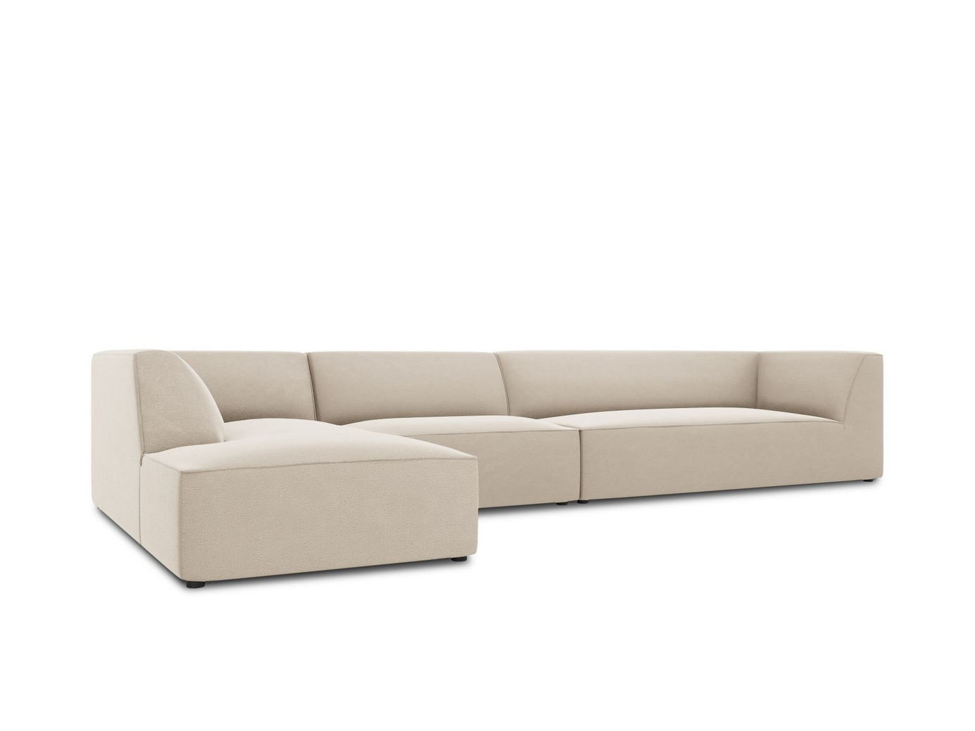 Cosmopolitan Design venstrevendt fløyelsmodulhjørnesofa, "Siena", 5-seter, 366 × 180 × 69 cm, Salvador, svarte plastben, Variant LC_L_44