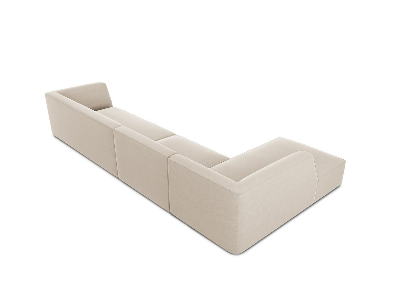 Cosmopolitan Design venstrevendt fløyelsmodulhjørnesofa, "Siena", 5-seter, 366 × 180 × 69 cm, Salvador, svarte plastben, Variant LC_L_44