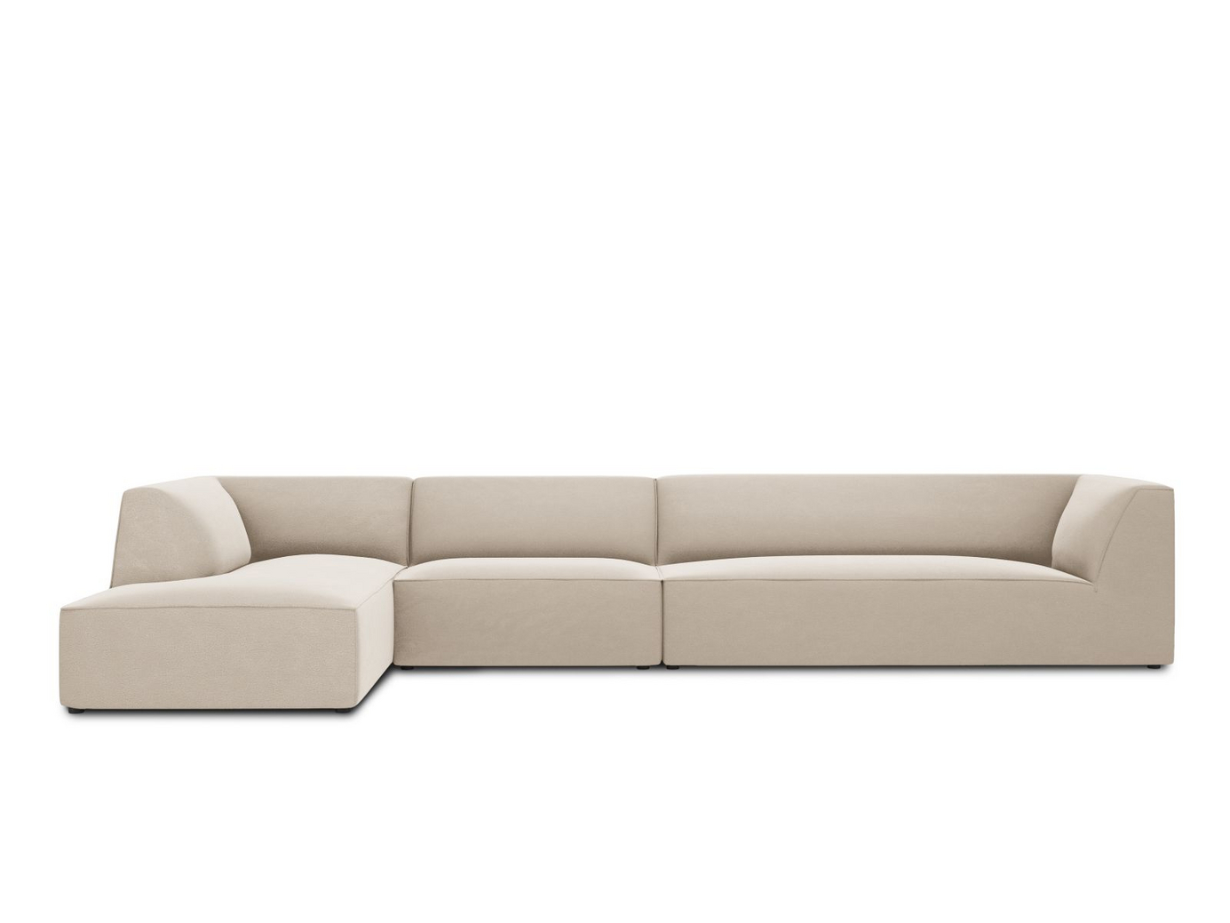 Cosmopolitan Design venstrevendt fløyelsmodulhjørnesofa, "Siena", 5-seter, 366 × 180 × 69 cm, Salvador, svarte plastben, Variant LC_L_44