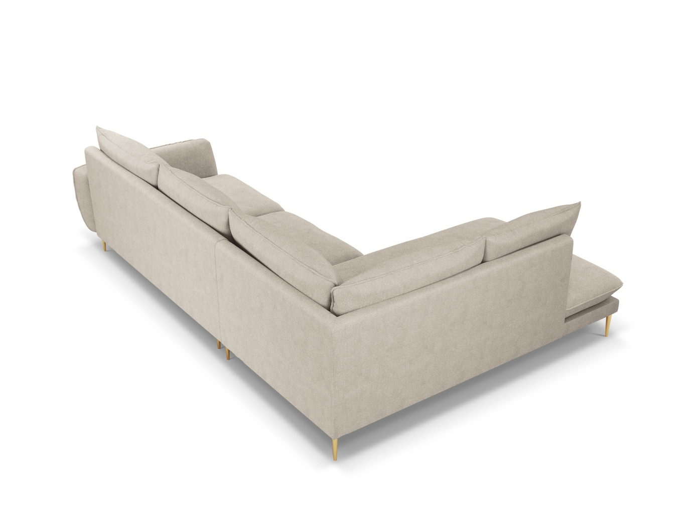Cosmopolitan Design venstrevendt hjørnesofa, "Vienna", 6-seter, 275 × 185 × 95 cm, Positano, gullfargede metallben