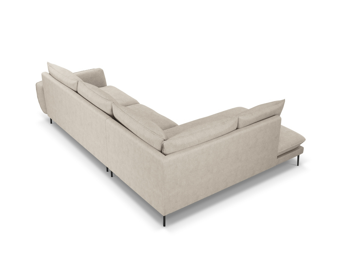 Cosmopolitan Design venstrevendt hjørnesofa, "Vienna", 6-seter, 275 × 185 × 95 cm, Positano, svarte metallben