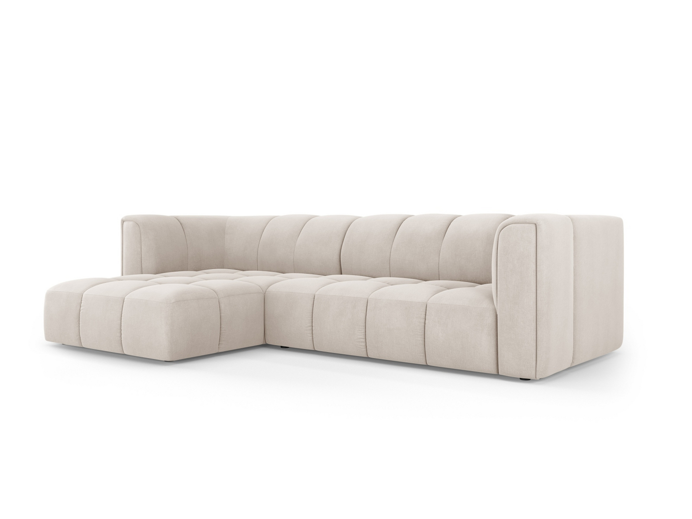 Cosmopolitan Design venstrevendt modulhjørnesofa, "Moritz", 3-seter, 256 × 160 × 70 cm, Rebel, svarte plastben
